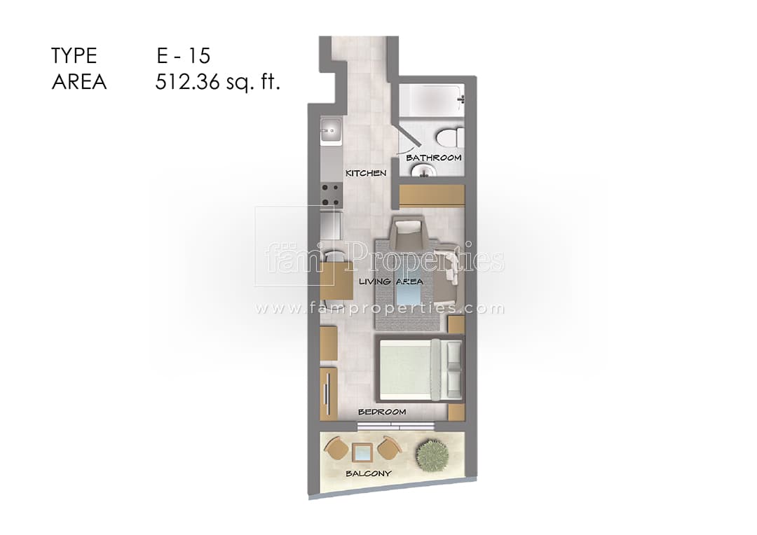 Hera Tower, 0-Bed Floor Plan, type: Studio