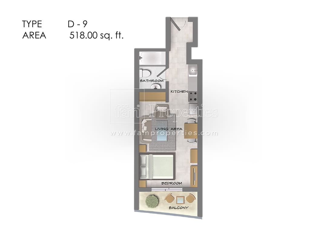 Hera Tower, 0-Bed Floor Plan, type: Studio