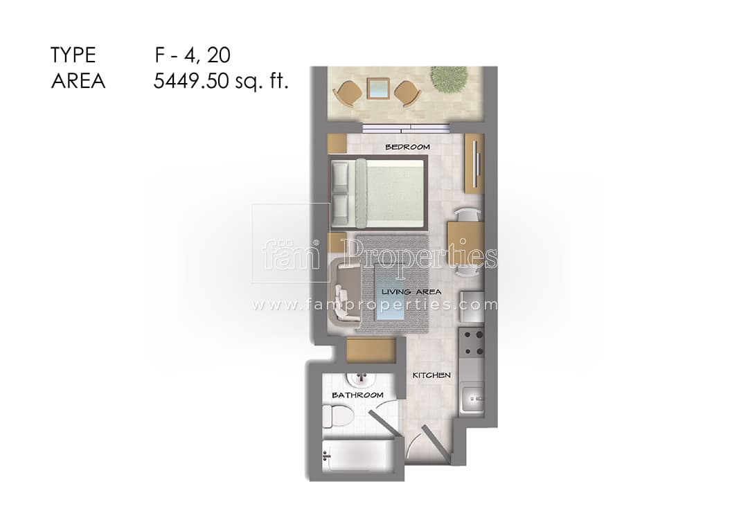 Hera Tower, 0-Bed Floor Plan, type: Studio