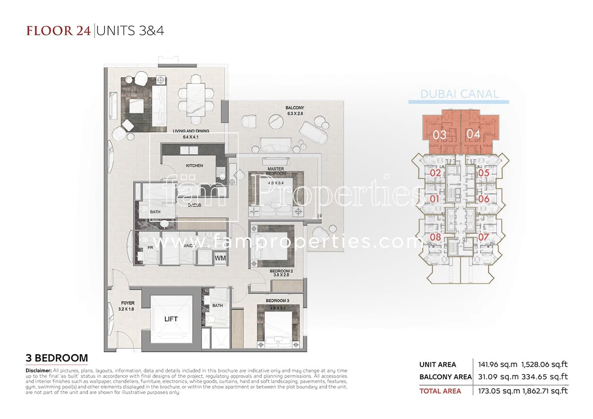 I Love Florence Tower, 3-Bed Floor Plan, type: 3 Bedroom