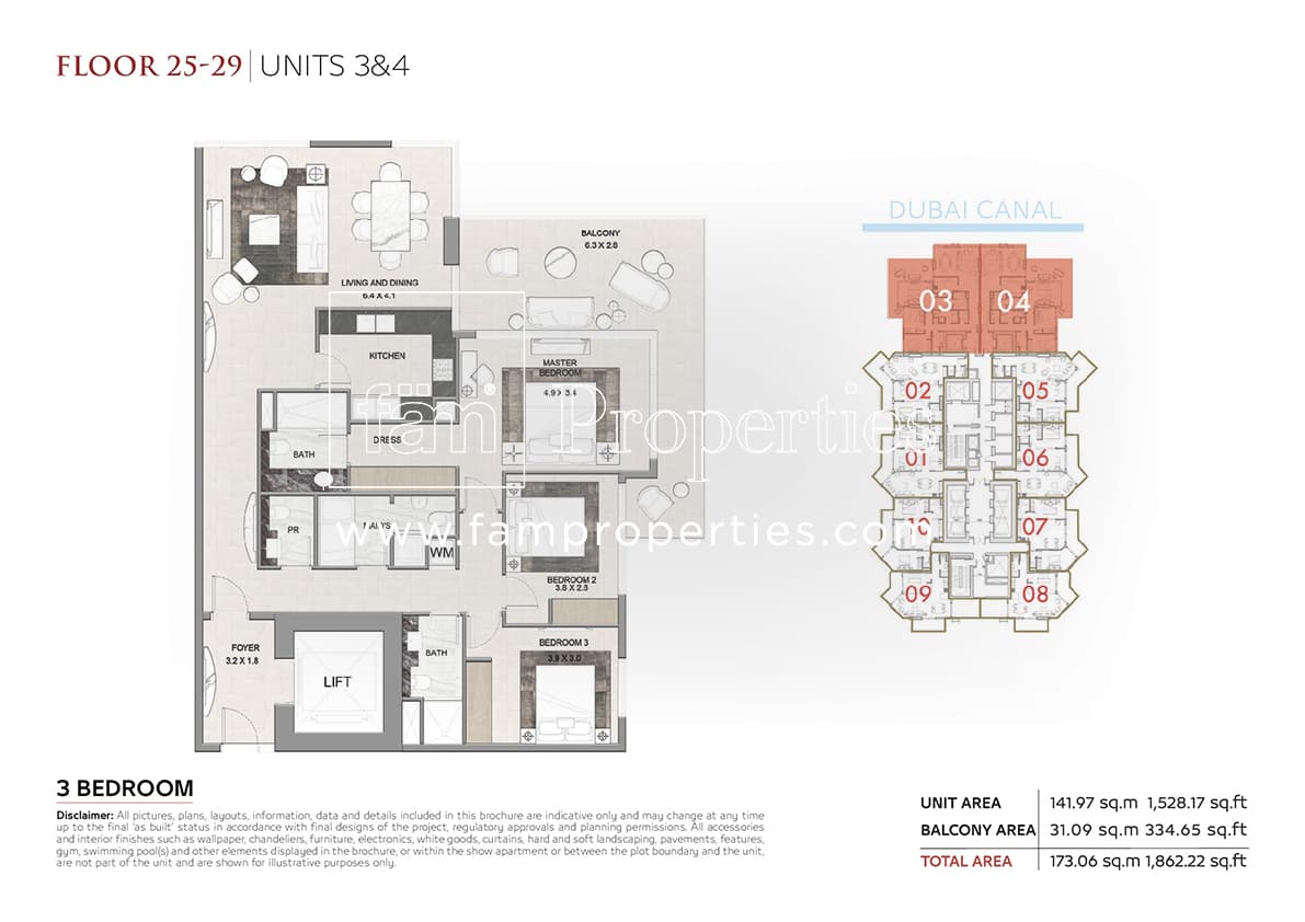 I Love Florence Tower, 3-Bed Floor Plan, type: 3 Bedroom