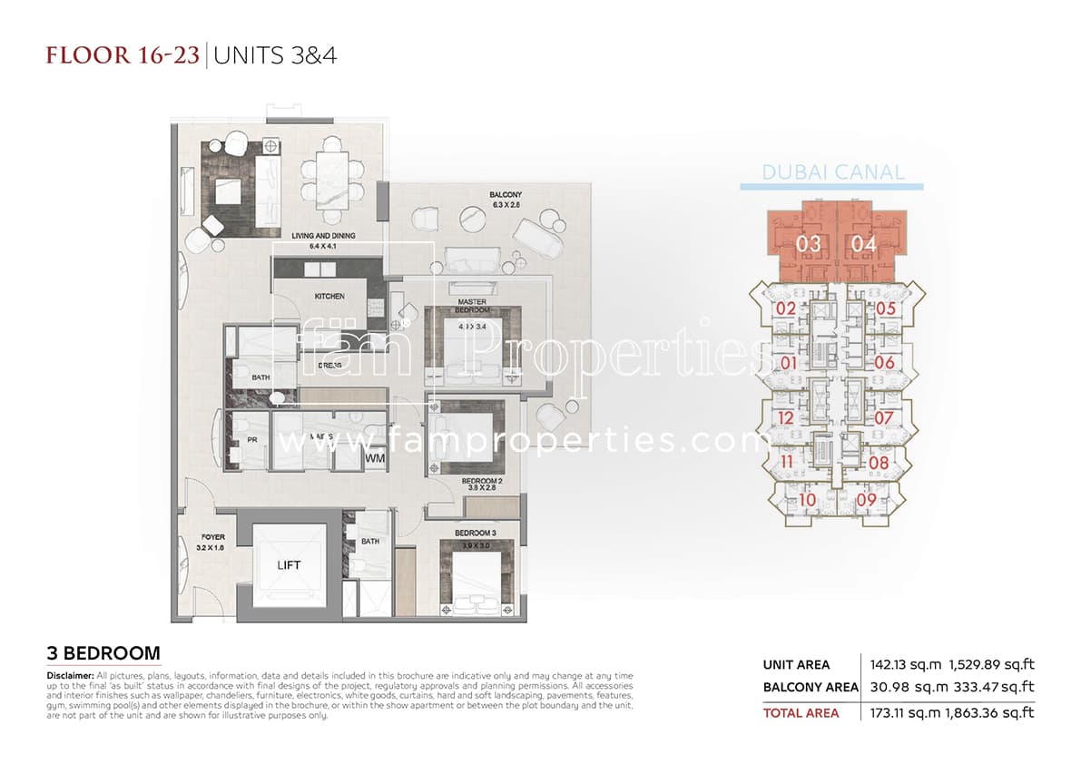 I Love Florence Tower, 3-Bed Floor Plan, type: 3 Bedroom