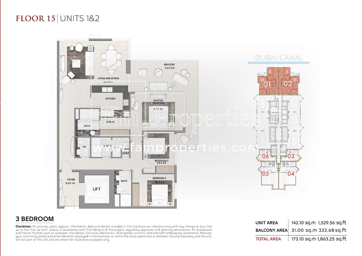 I Love Florence Tower, 3-Bed Floor Plan, type: 3 Bedroom