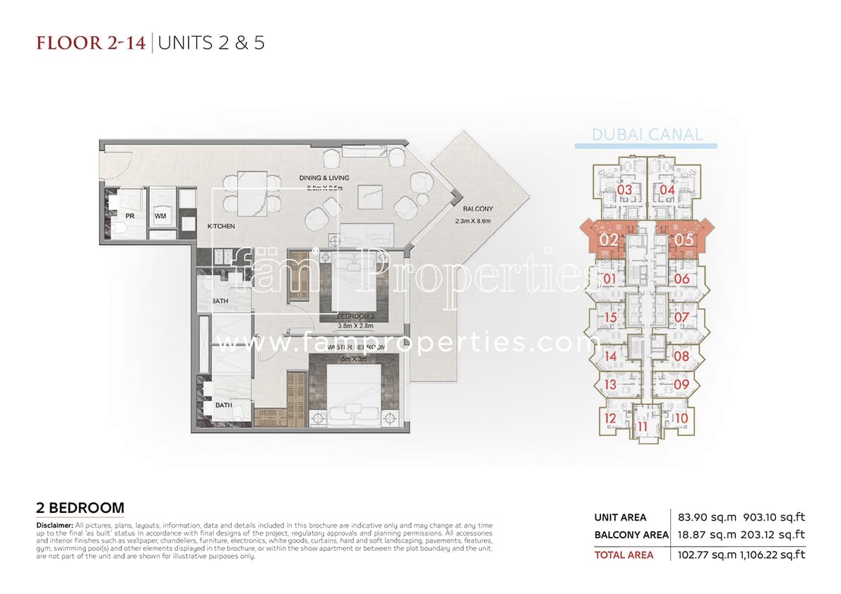 I Love Florence Tower, 2-Bed Floor Plan, type: 2 Bedroom
