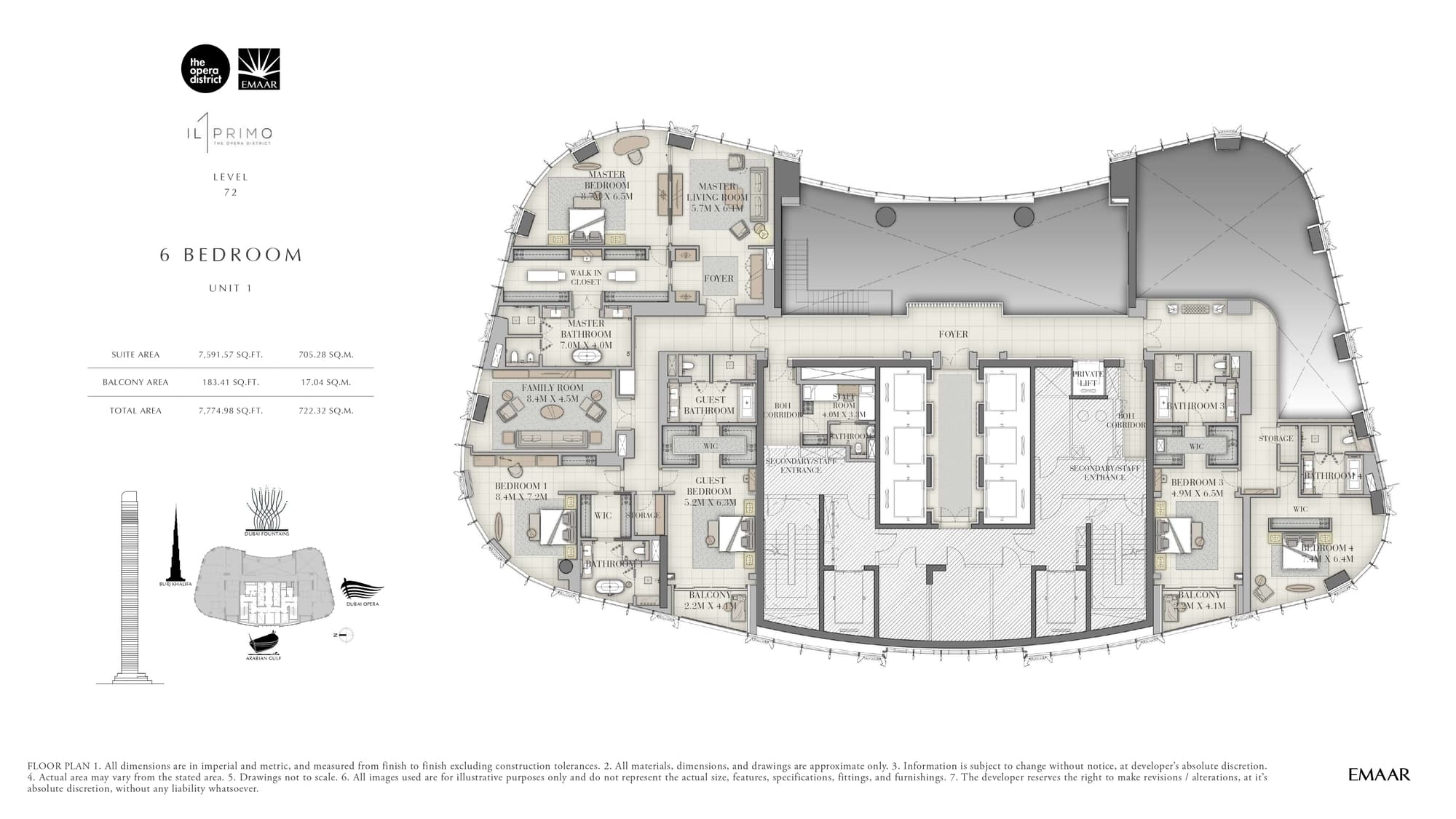 IL PRIMO, 6-Bed Floor Plan, type: 6 Bedroom Unit 1 First Floor
