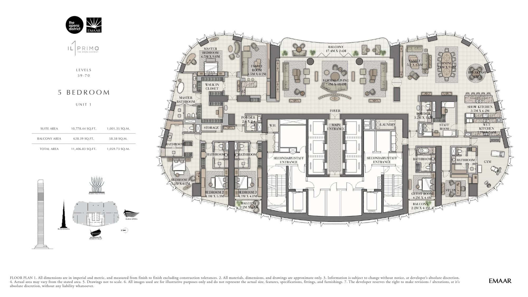 IL PRIMO, 5-Bed Floor Plan, type: 5 Bedroom Unit 1