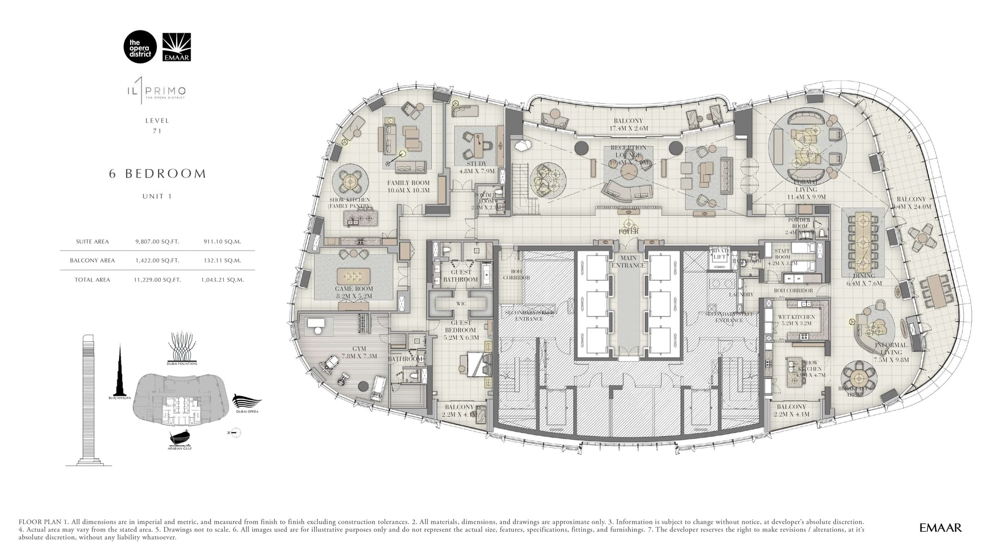 IL PRIMO, 6-Bed Floor Plan, type: 6 Bedroom Unit 1 Ground Floor