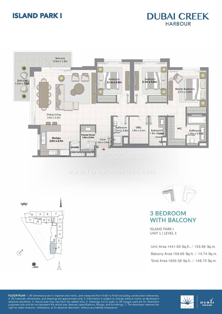 Island Park 1, 3-Bed Floor Plan, type: 3 Bedroom