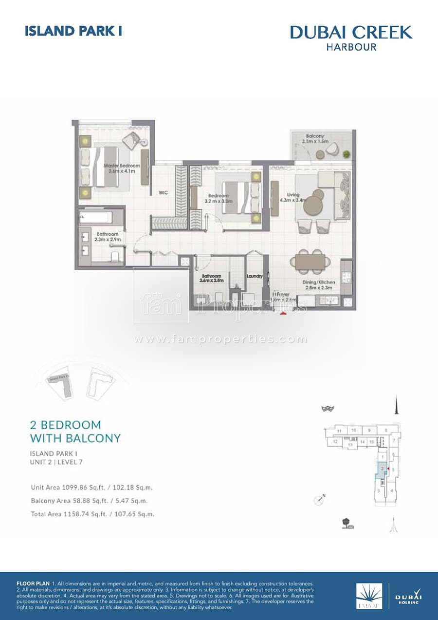 Island Park 1, 2-Bed Floor Plan, type: 2 Bedroom