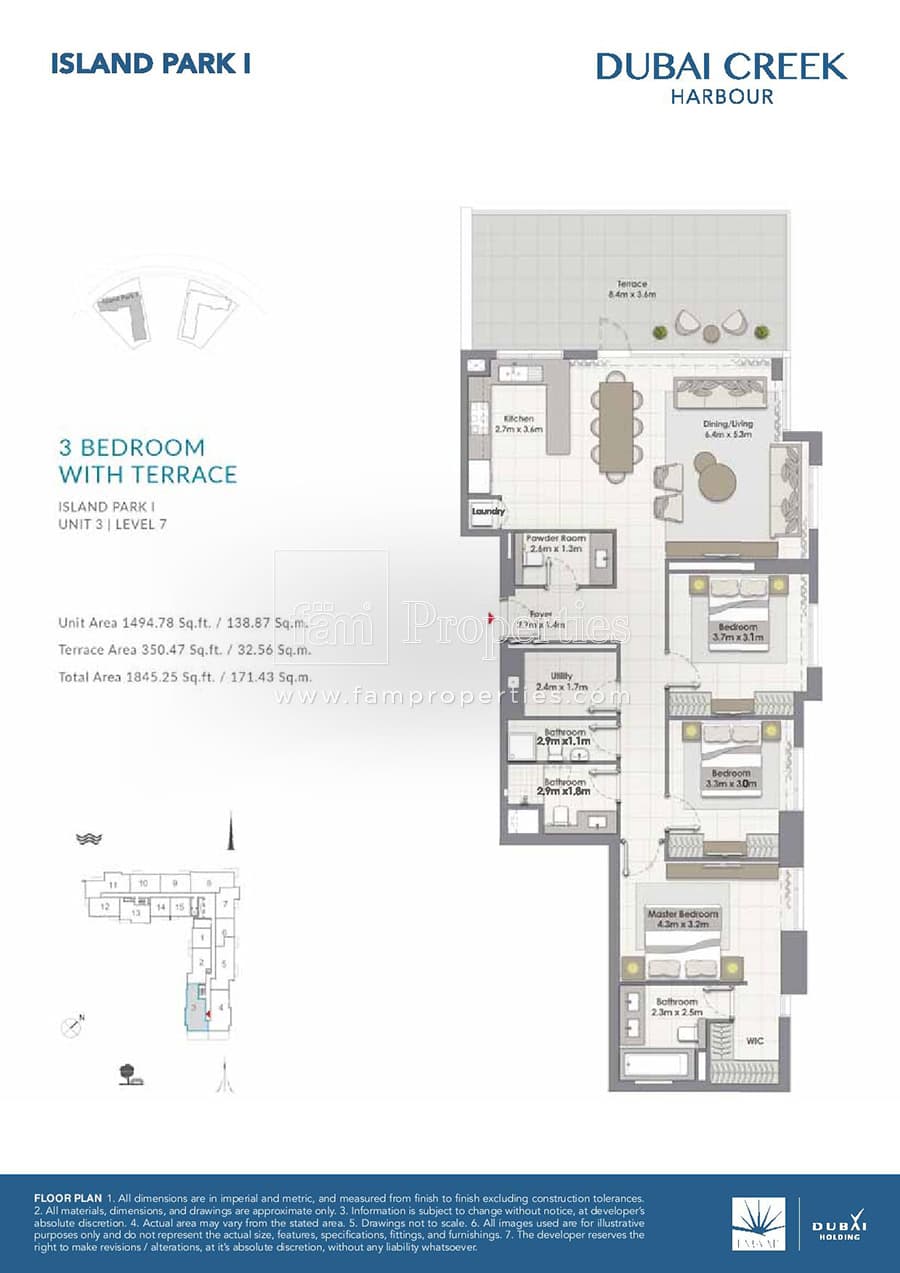 Island Park 1, 3-Bed Floor Plan, type: 3 Bedroom