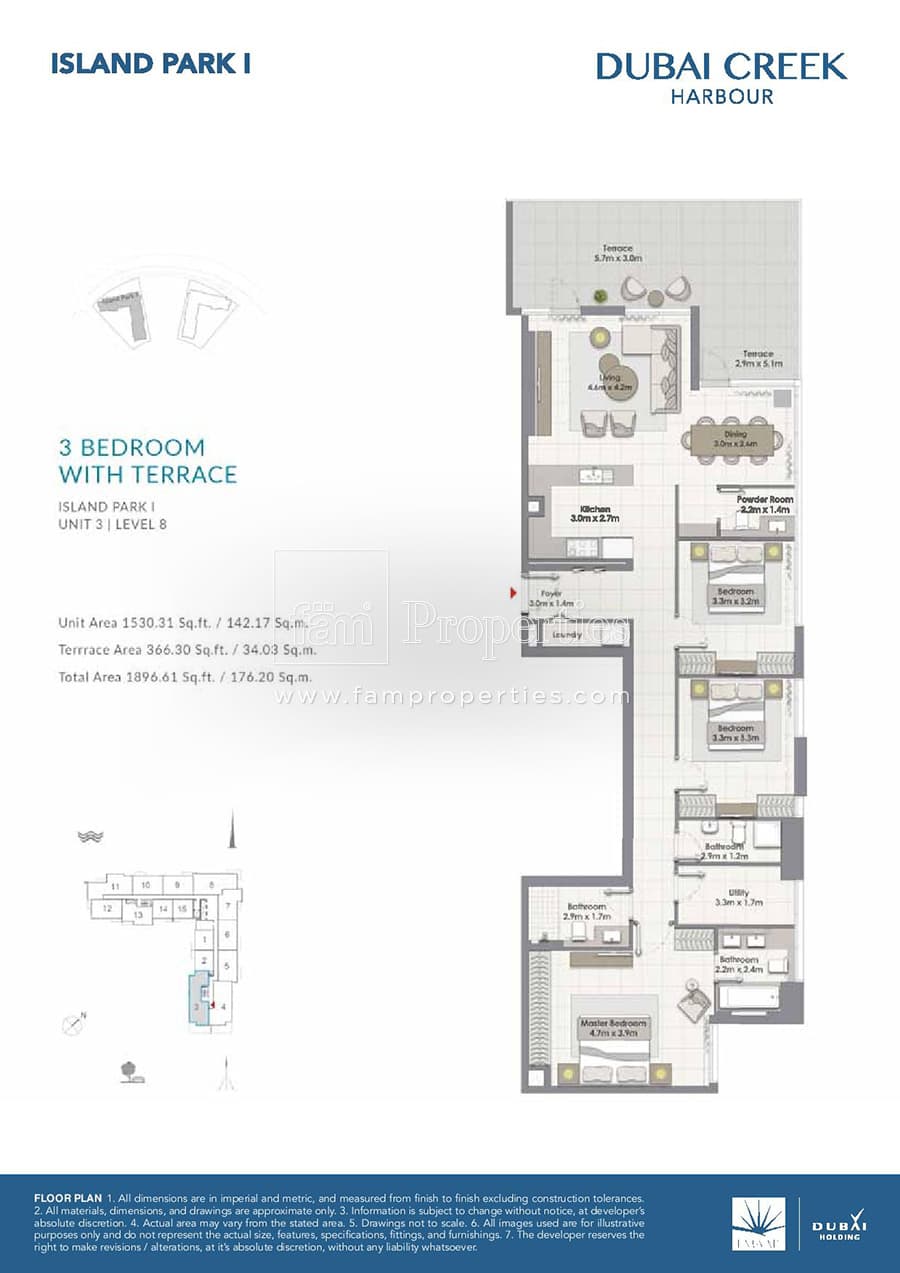 Island Park 1, 3-Bed Floor Plan, type: 3 Bedroom
