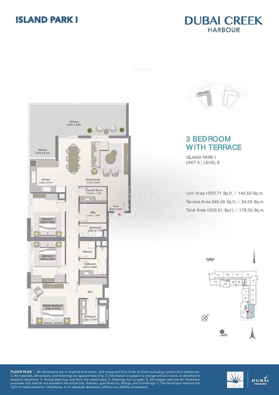 Island Park 1, 3-Bed Floor Plan, type: 3 Bedroom