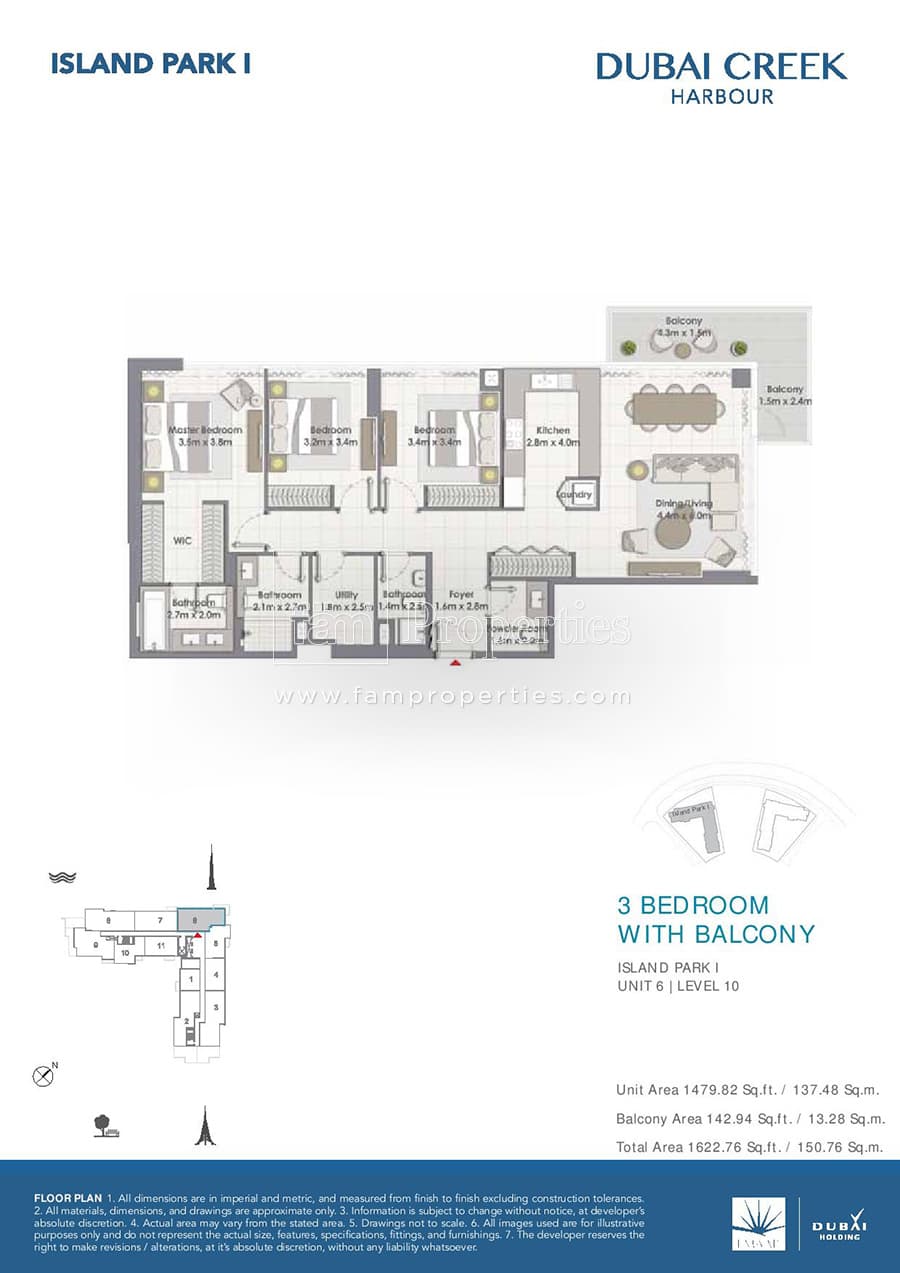 Island Park 1, 3-Bed Floor Plan, type: 3 Bedroom