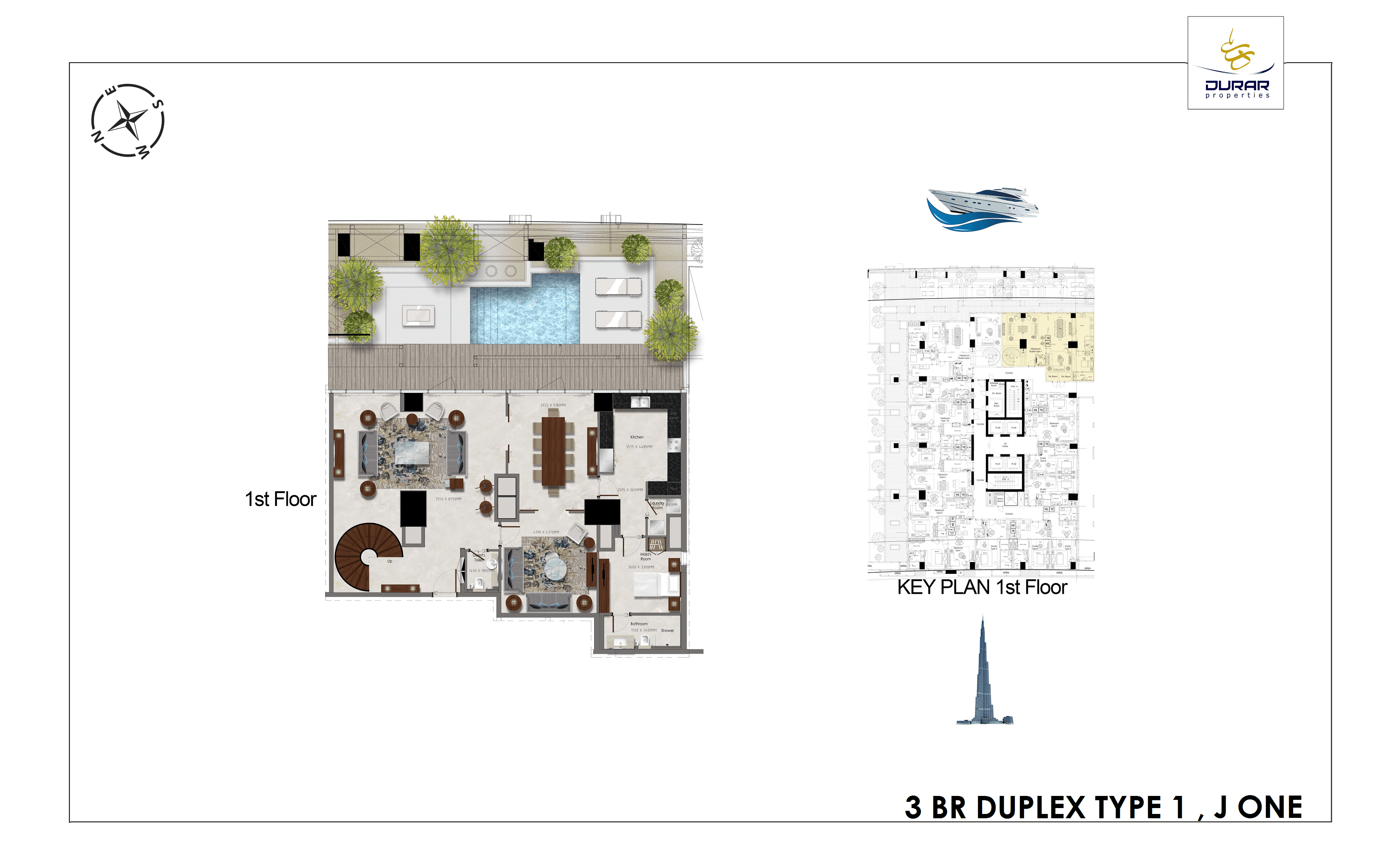 Da Vinci Tower, 3-Bed Floor Plan, type: 3 Bedroom