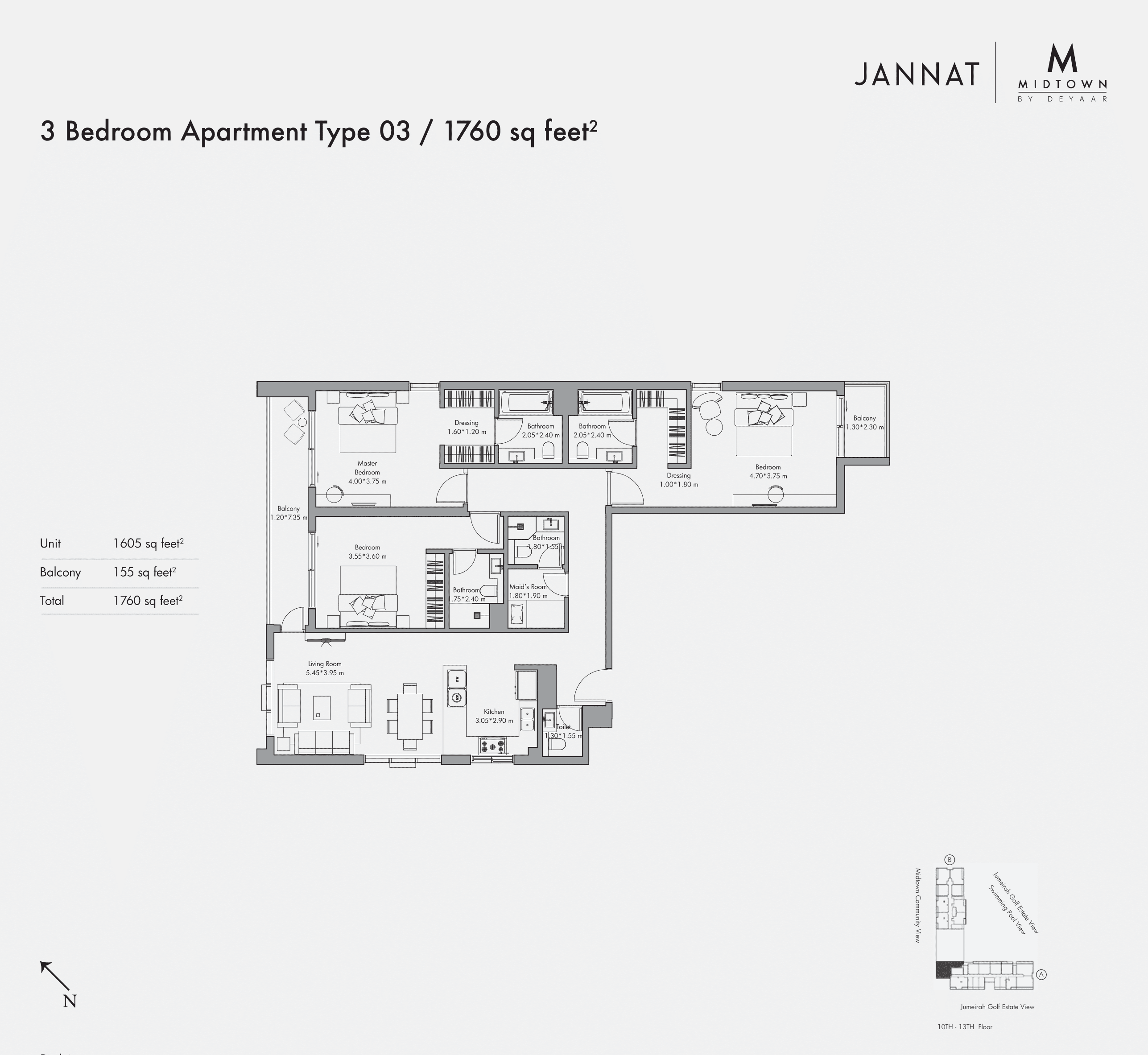 Jannat A, 3-Bed Floor Plan, type: