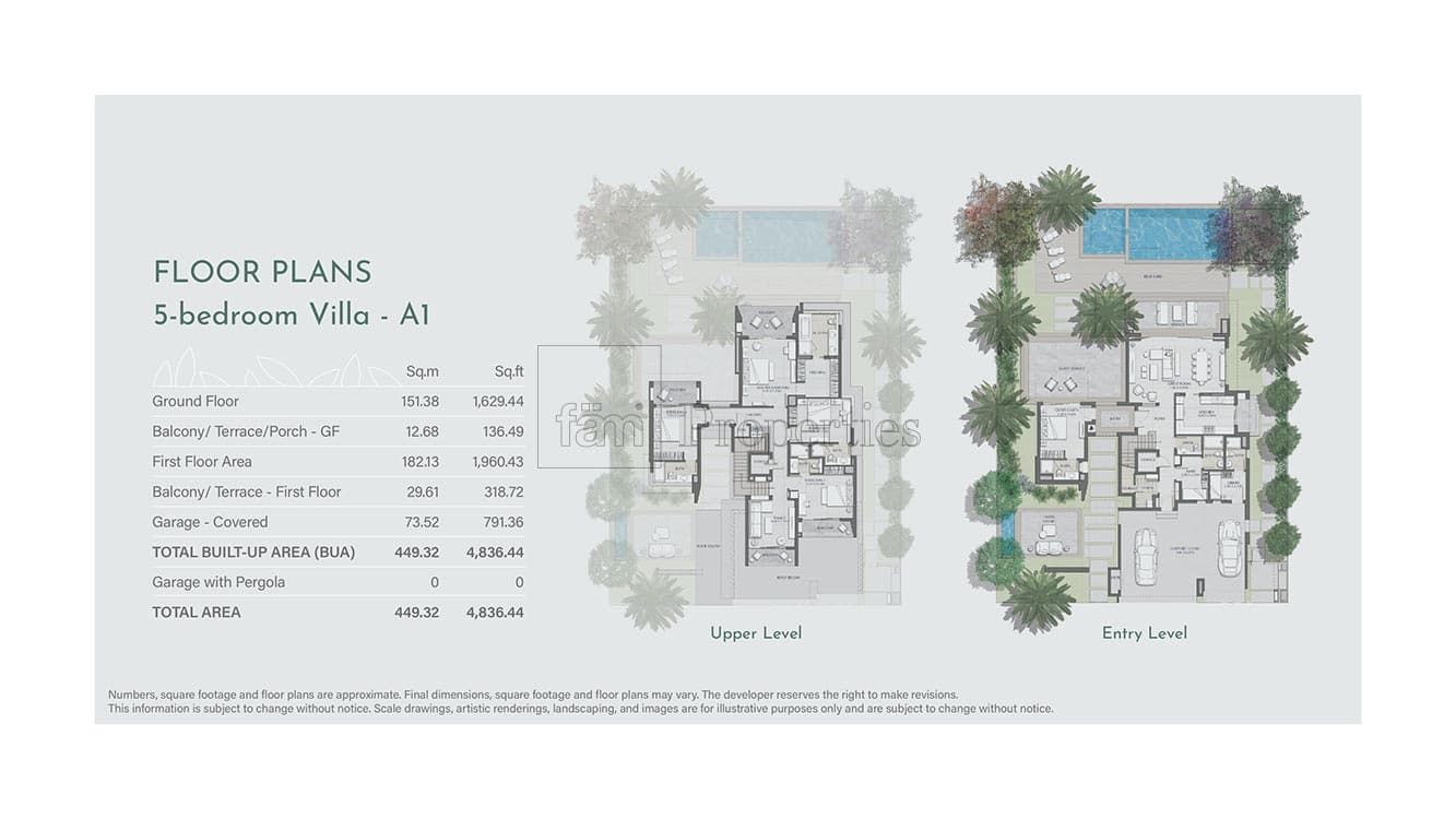 Jebel Ali Village Villas, 5-Bed Floor Plan, type: 5-bedroom villa A1