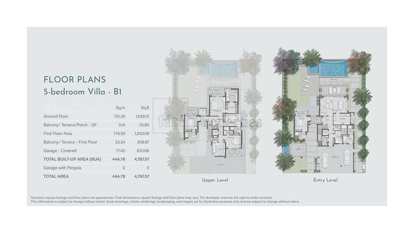 Jebel Ali Village Villas, 5-Bed Floor Plan, type: 5-bedroom villa B1
