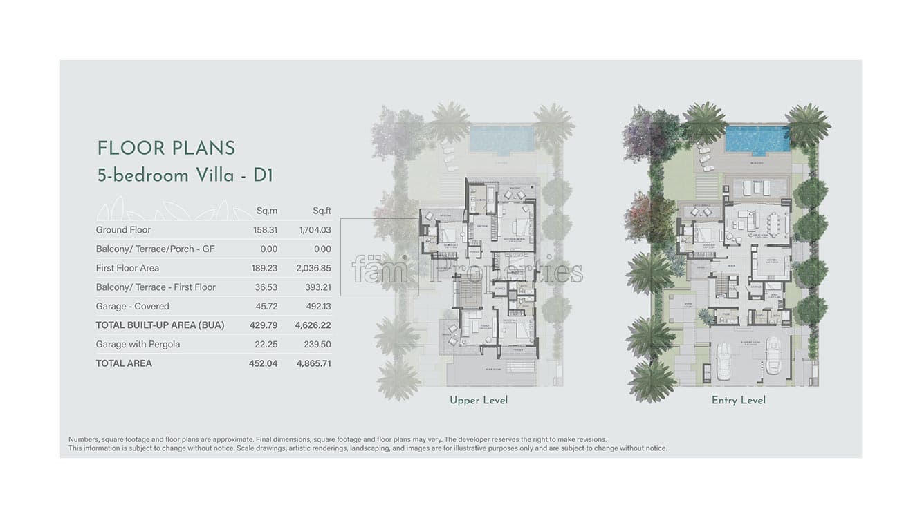 Jebel Ali Village Villas, 5-Bed Floor Plan, type: 5-bedroom villa D1