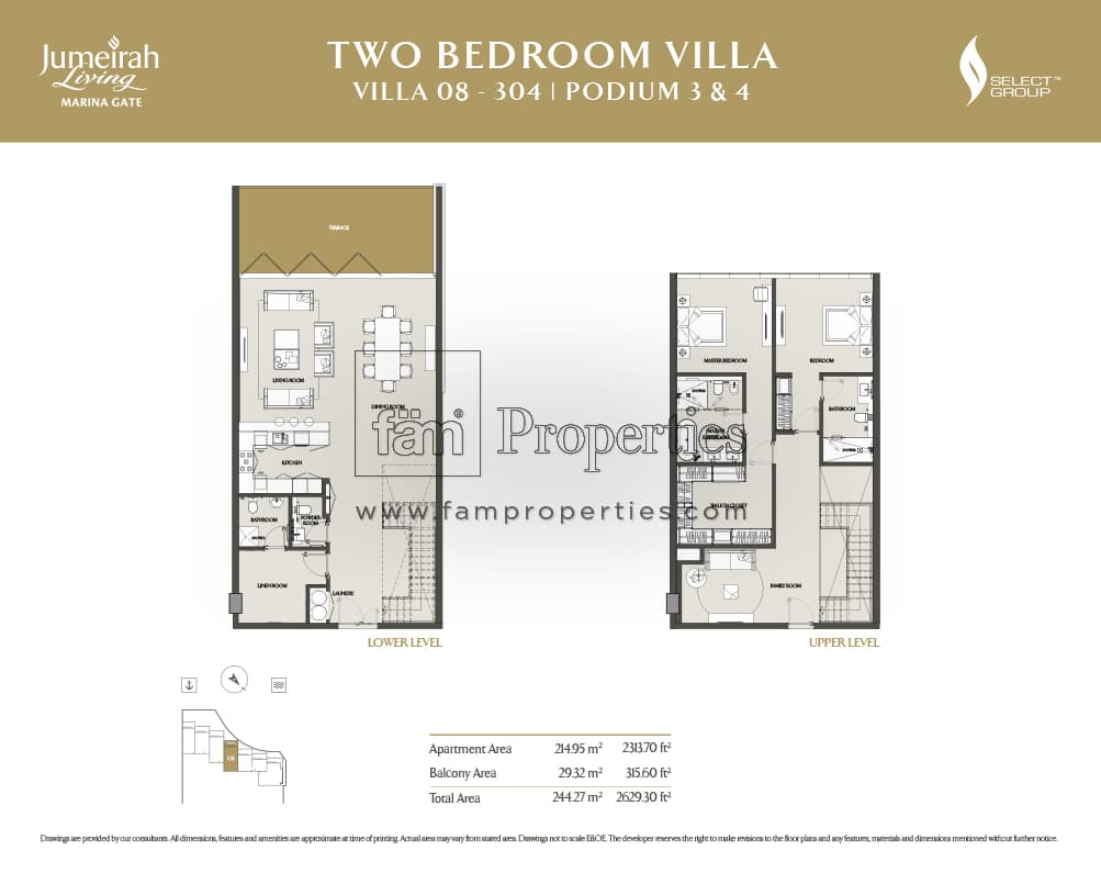 Jumeirah Living Marina Gate, 2-Bed Floor Plan, type: 2 Bedroom