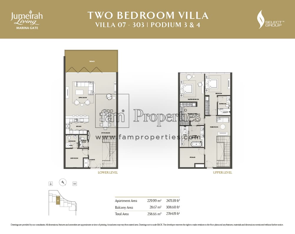 Jumeirah Living Marina Gate, 2-Bed Floor Plan, type: 2 Bedroom