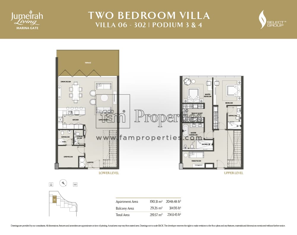 Jumeirah Living Marina Gate, 2-Bed Floor Plan, type: 2 Bedroom
