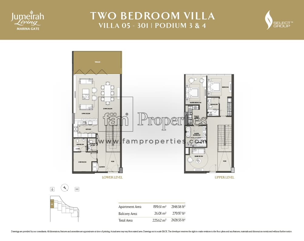 Jumeirah Living Marina Gate, 2-Bed Floor Plan, type: 2 Bedroom