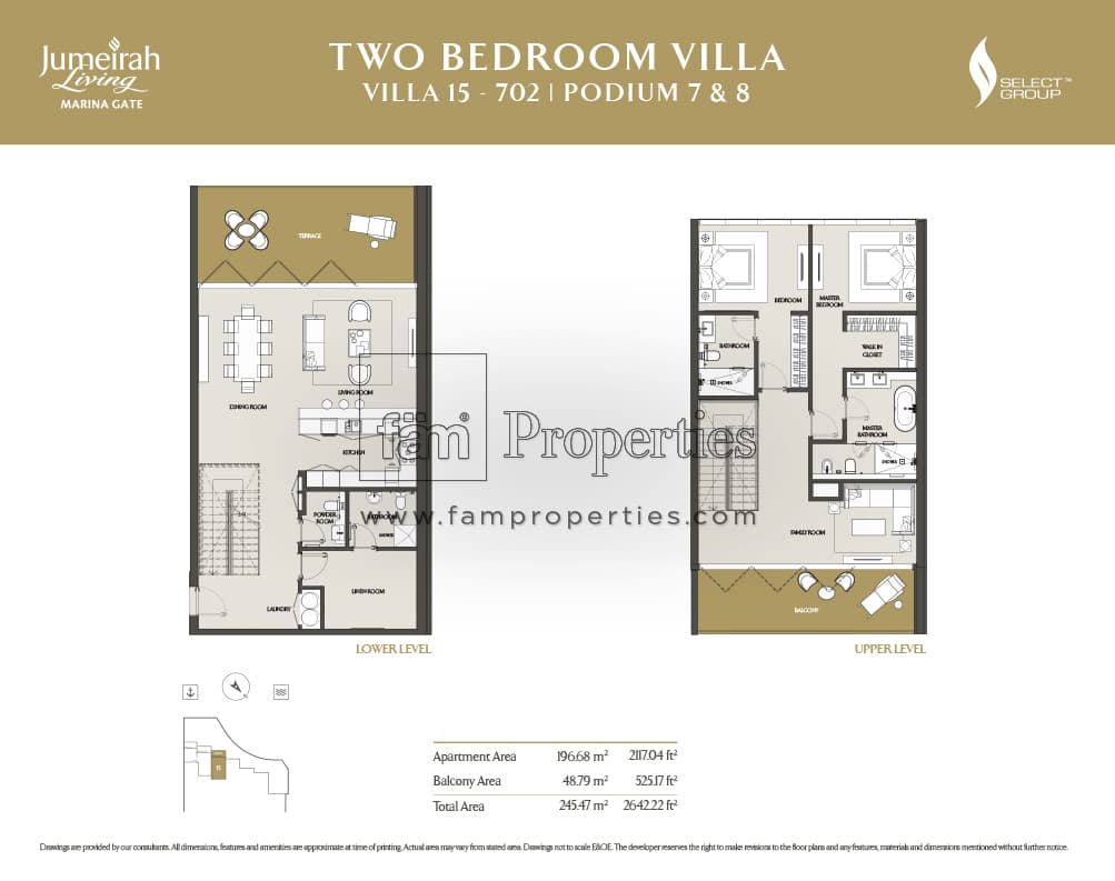 Jumeirah Living Marina Gate, 2-Bed Floor Plan, type: 2 Bedroom
