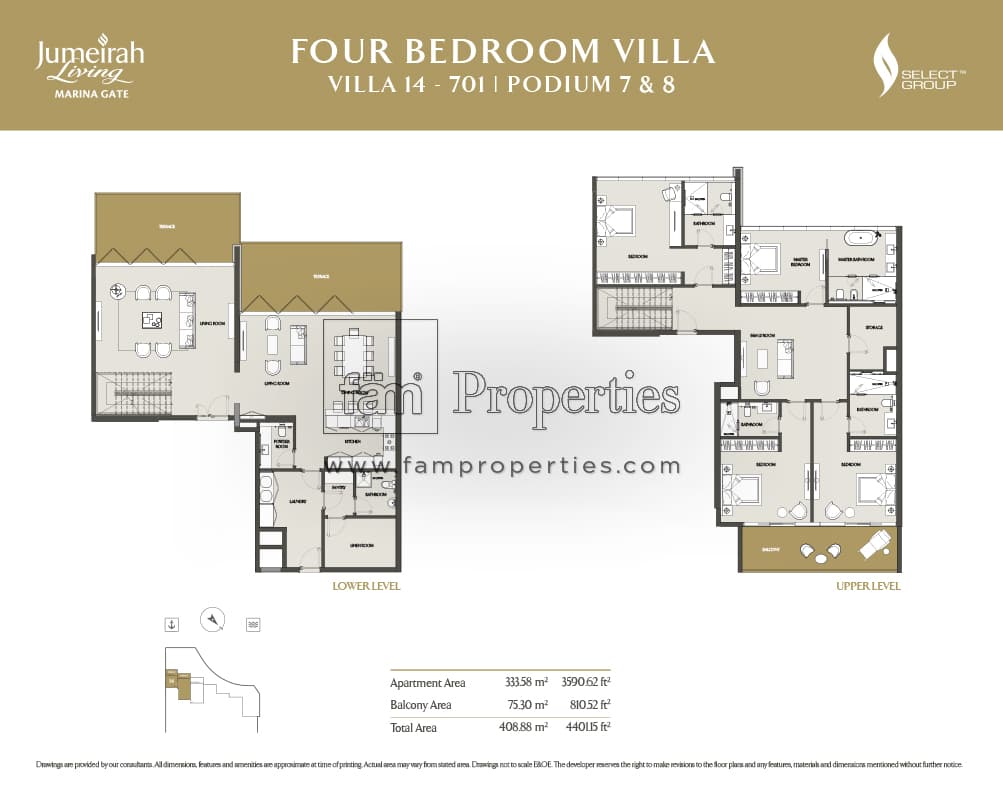 Jumeirah Living Marina Gate, 4-Bed Floor Plan, type: 4 Bedroom