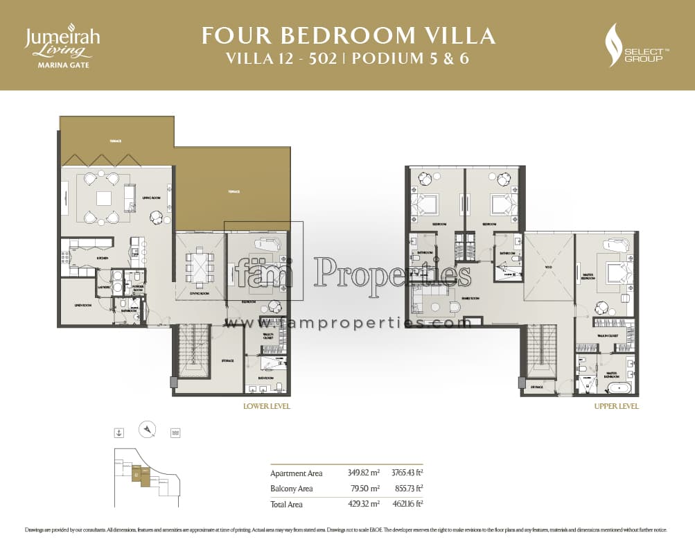 Jumeirah Living Marina Gate, 4-Bed Floor Plan, type: 4 Bedroom