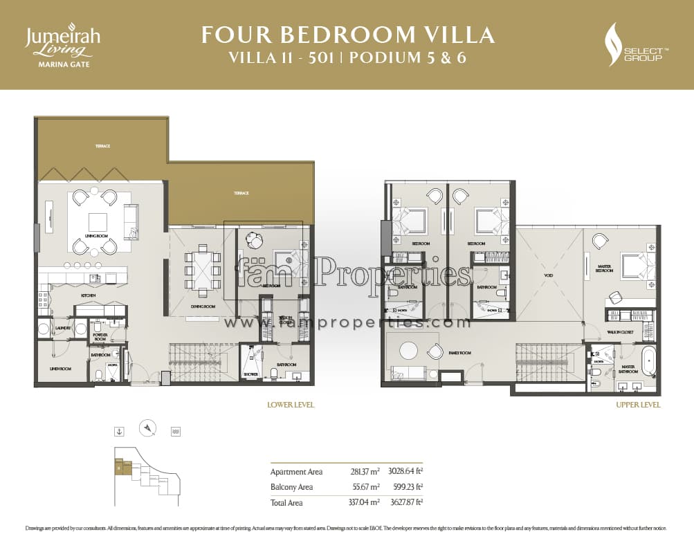 Jumeirah Living Marina Gate, 4-Bed Floor Plan, type: 4 Bedroom