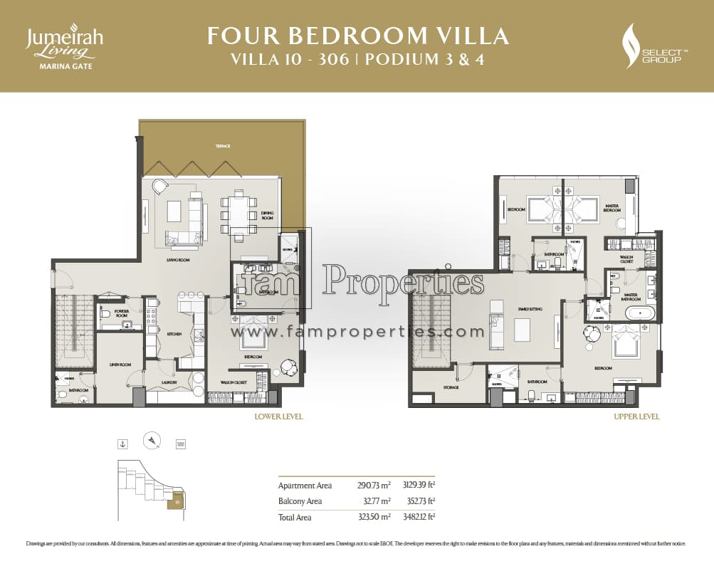 Jumeirah Living Marina Gate, 4-Bed Floor Plan, type: 4 Bedroom