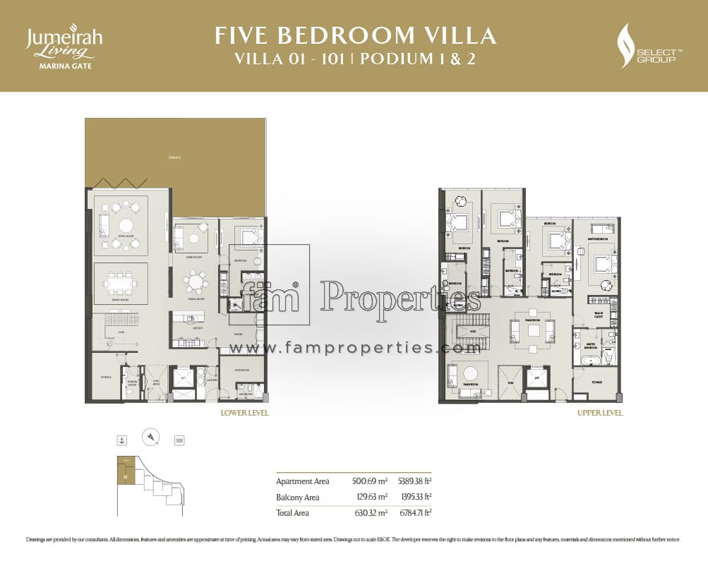Jumeirah Living Marina Gate, 5-Bed Floor Plan, type: 5 Bedroom
