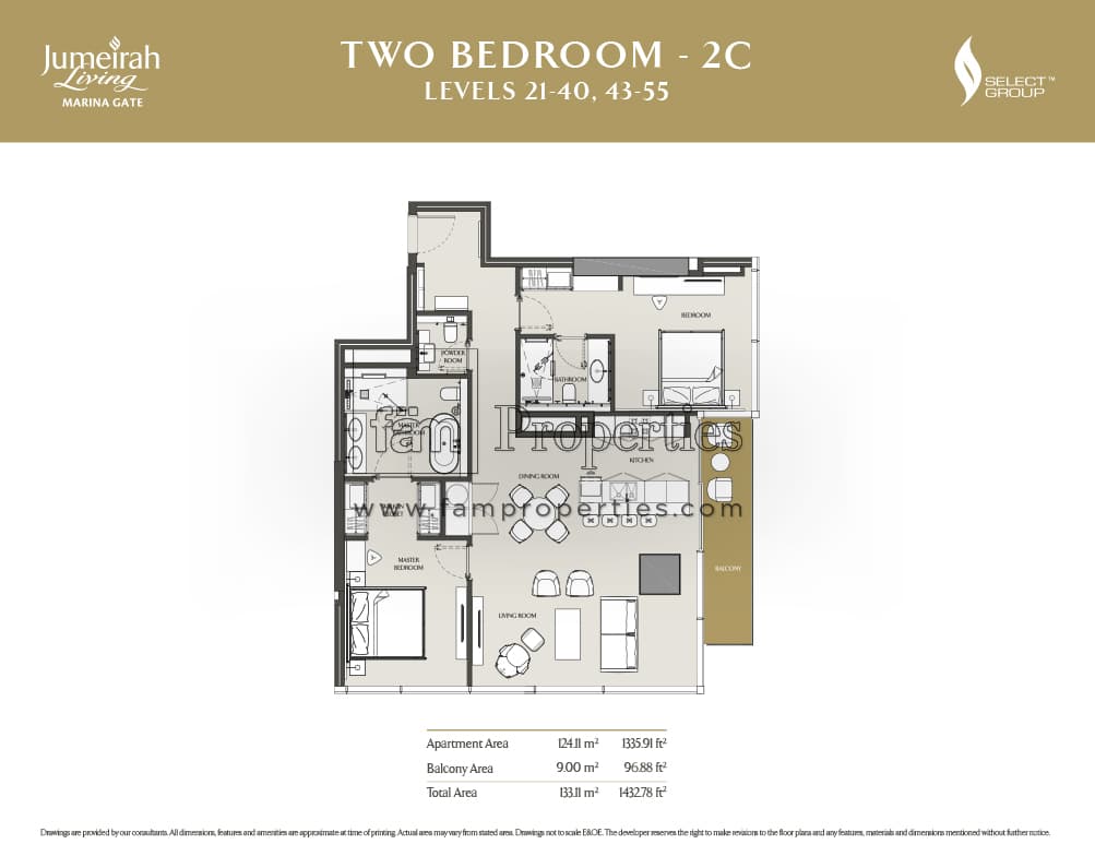 Jumeirah Living Marina Gate, 2-Bed Floor Plan, type: 2 Bedroom