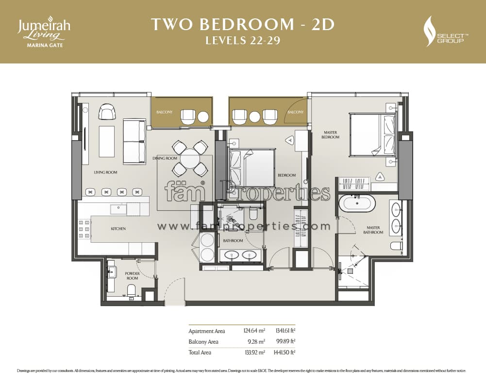 Jumeirah Living Marina Gate, 2-Bed Floor Plan, type: 2 Bedroom