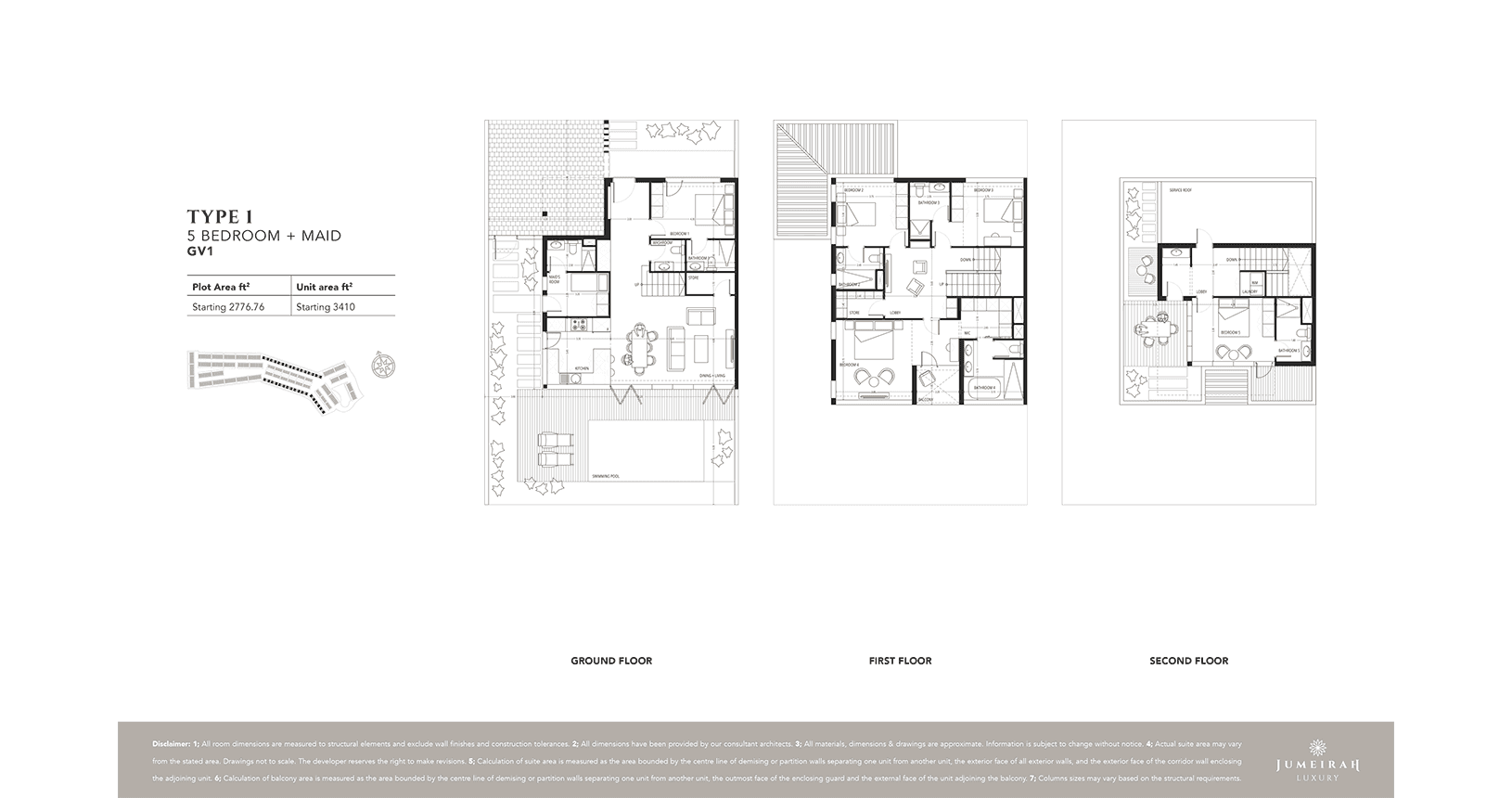 Jumeirah Luxury, 5-Bed Floor Plan, type: 5 Bedroom