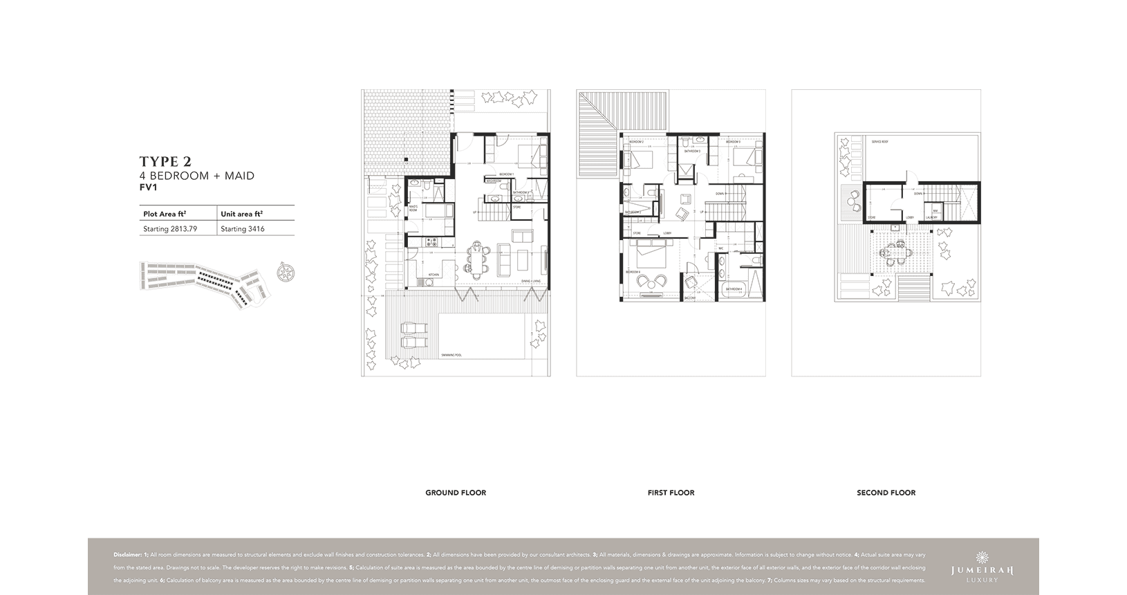 Jumeirah Luxury, 4-Bed Floor Plan, type: 4 Bedroom