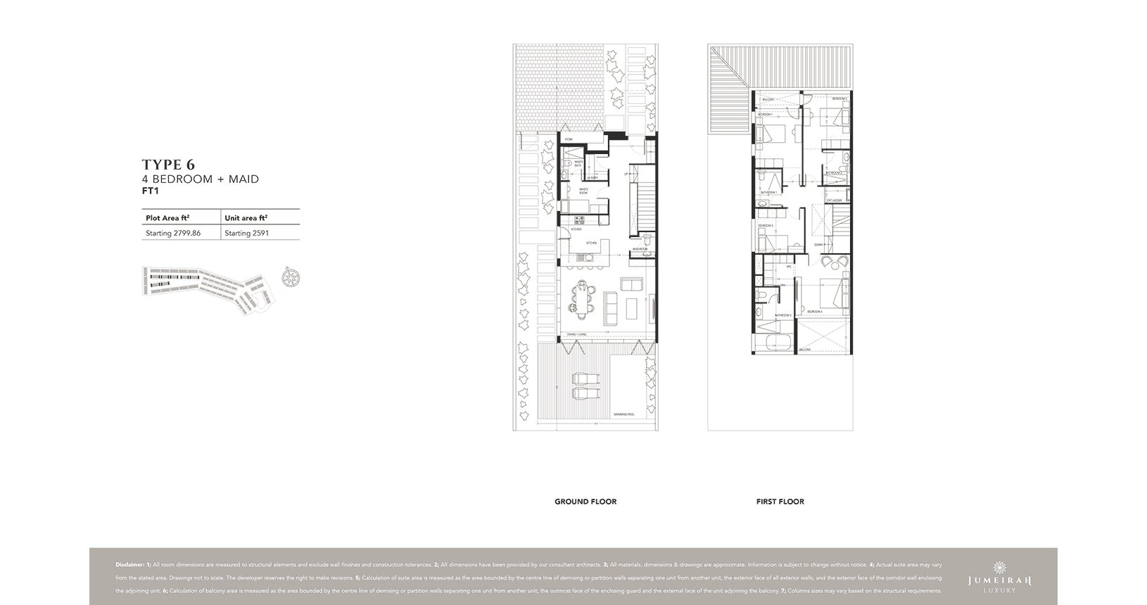 Jumeirah Luxury, 4-Bed Floor Plan, type: 4 Bedroom