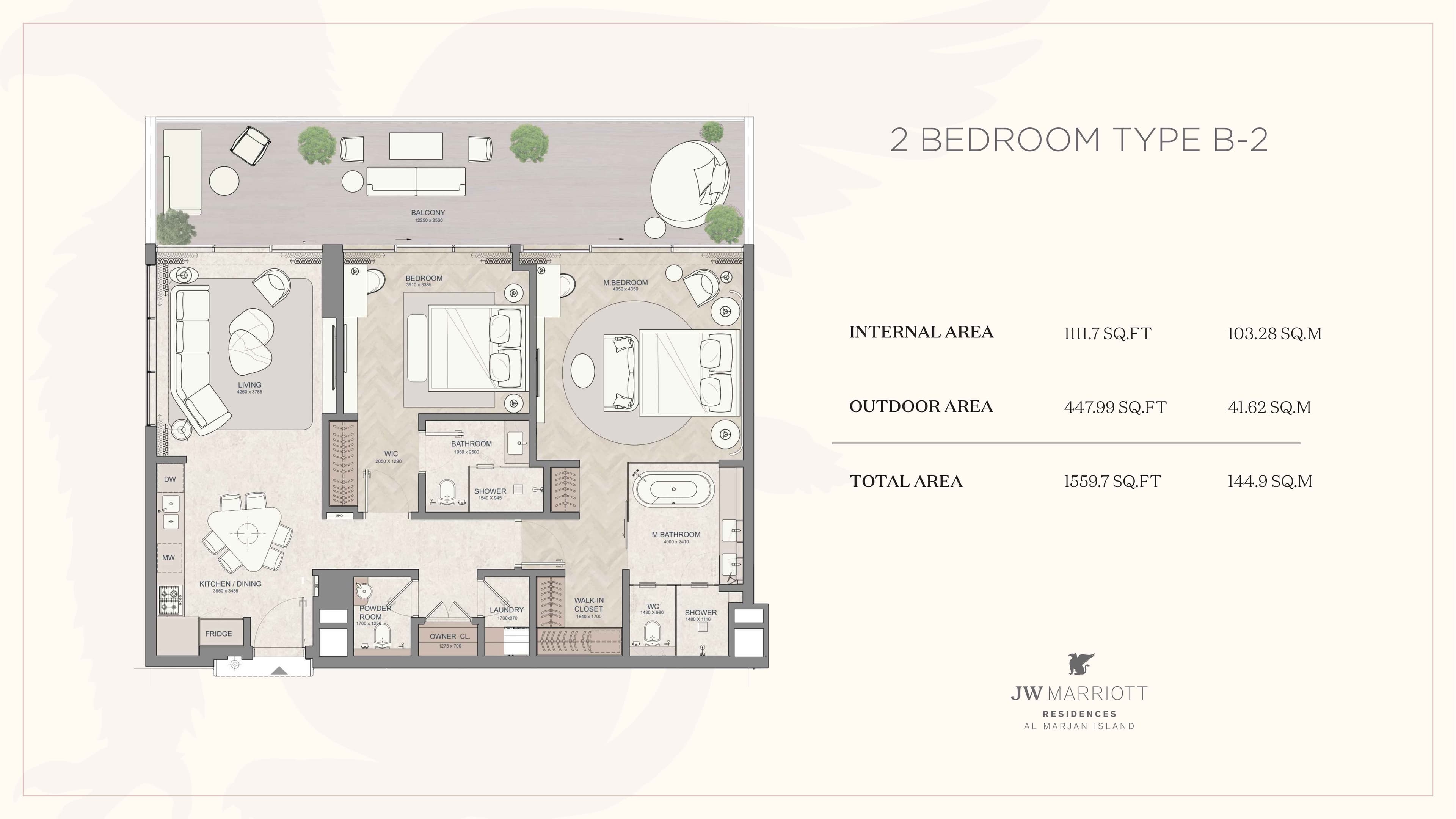 JW Mariott Residence, 2-Bed Floor Plan, type: 2BD-Type B-2