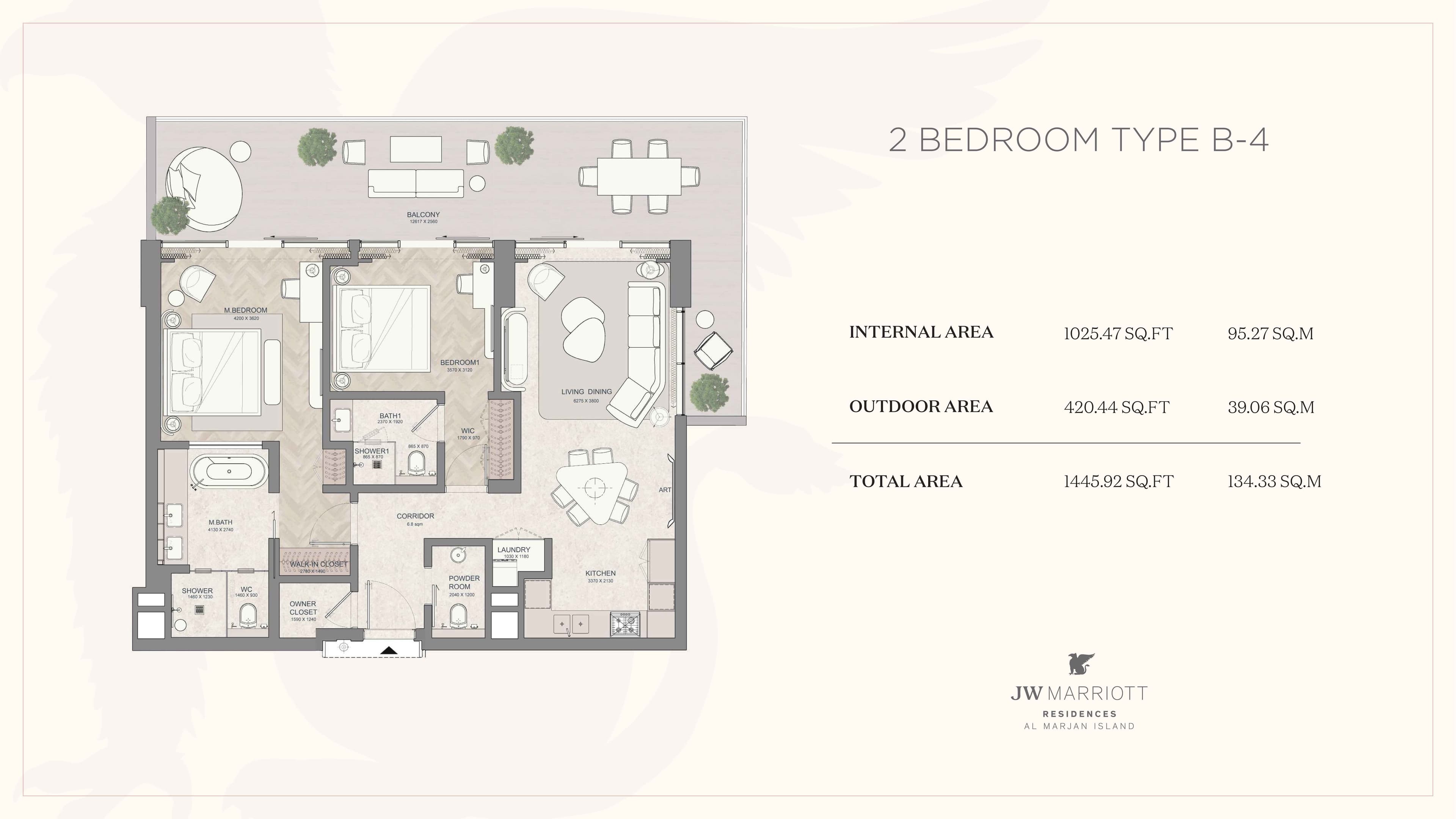 JW Mariott Residence, 2-Bed Floor Plan, type: 2BD-Type B-4