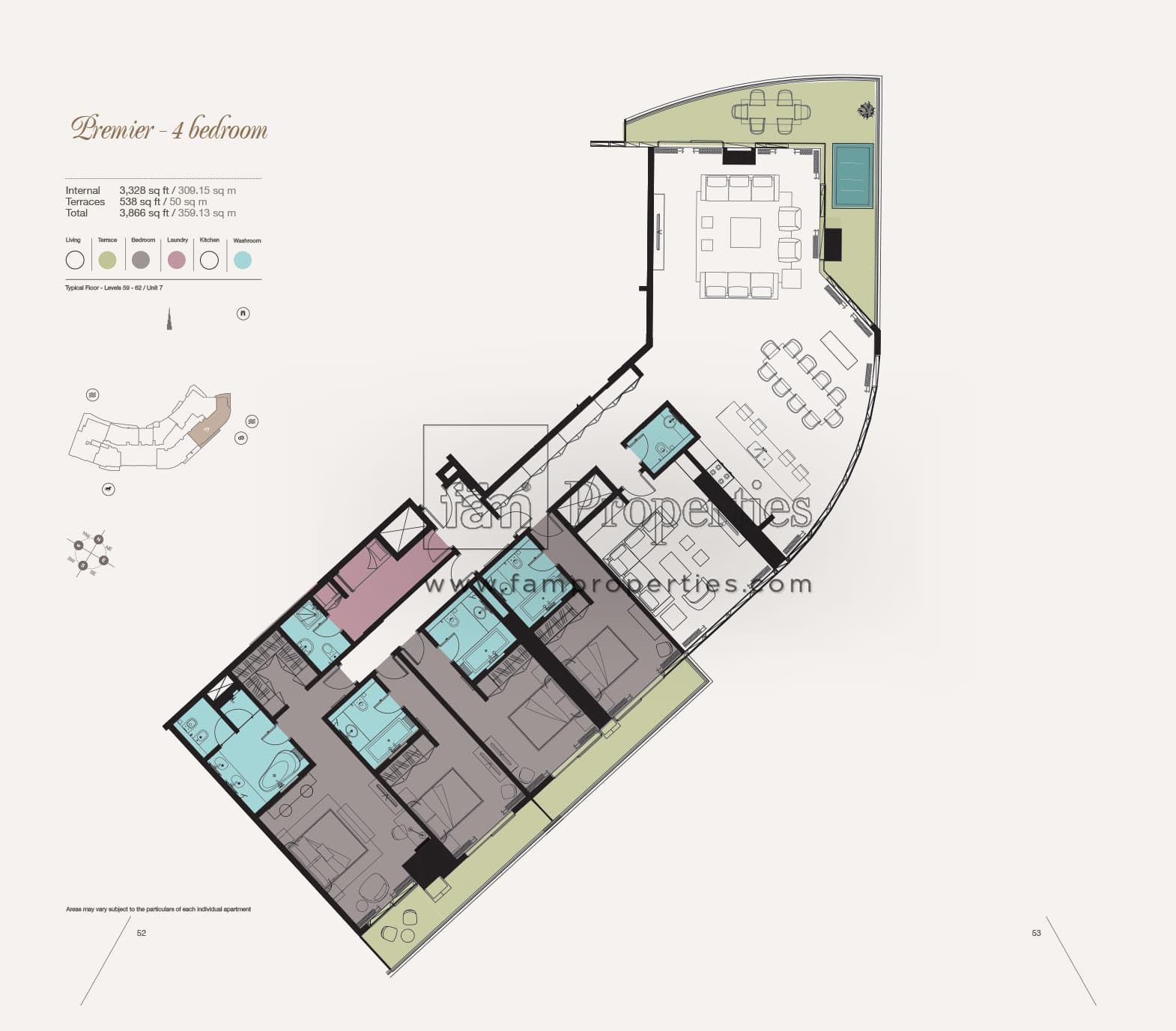 Kempinski Residences, 4-Bed Floor Plan, type: 4 bedroom