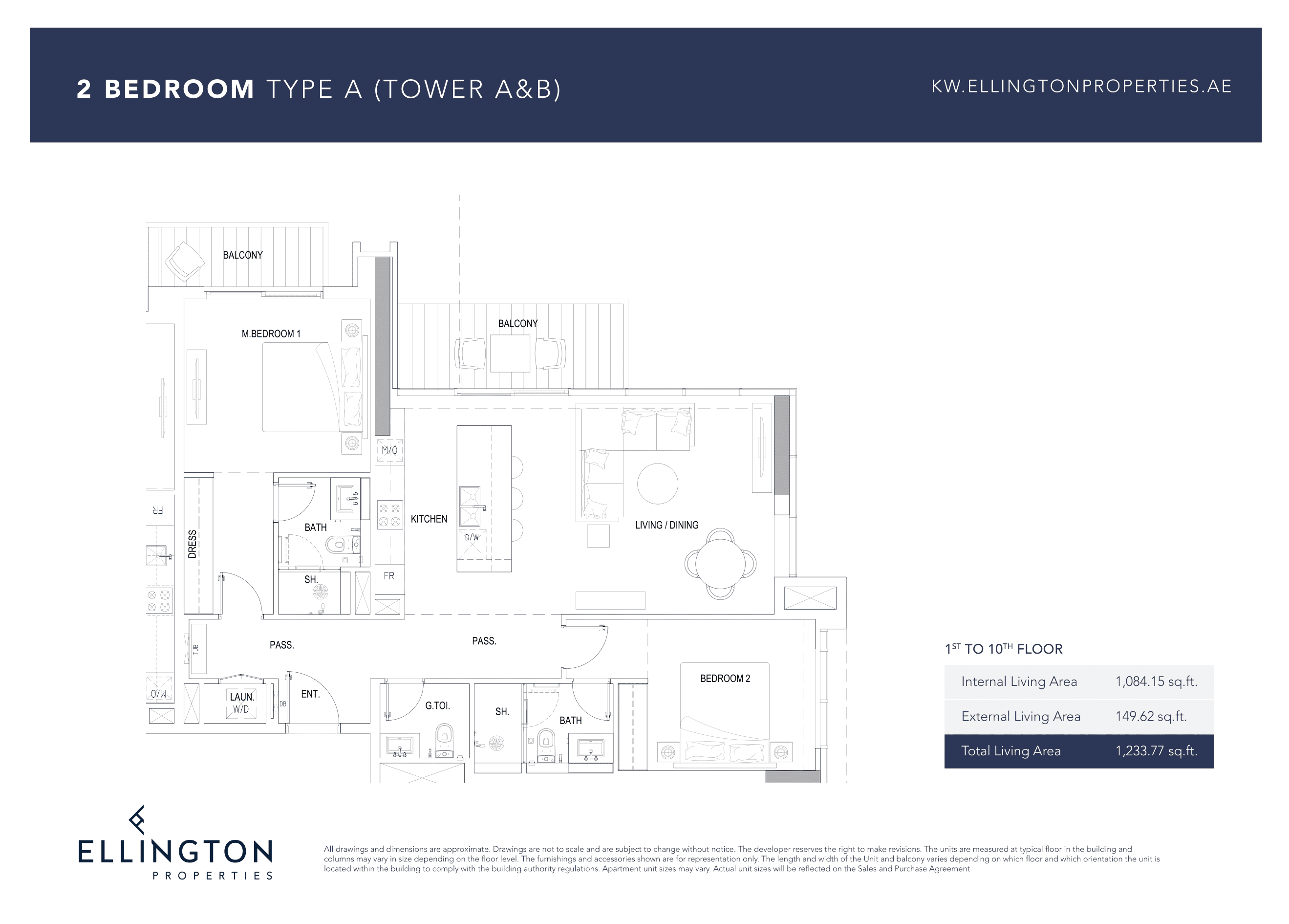 Kensington Waters A, 2-Bed Floor Plan, type: