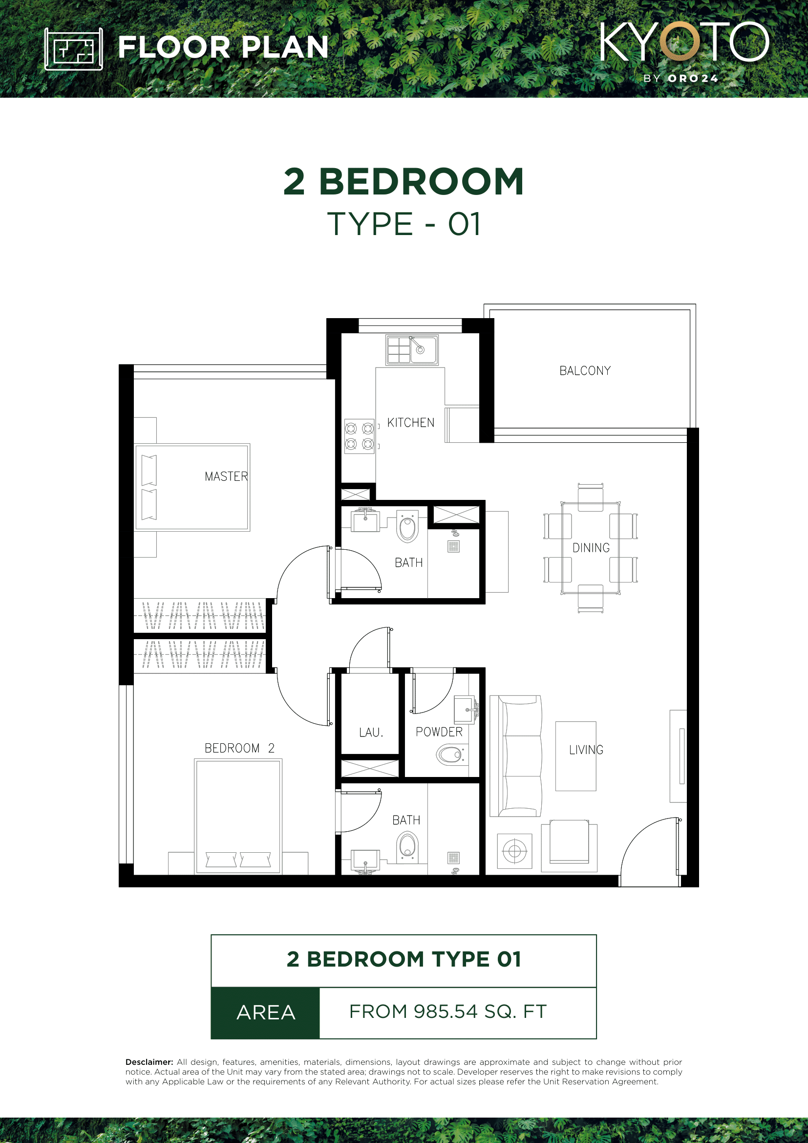 Kyoto by Oro24, 2-Bed Floor Plan, type: