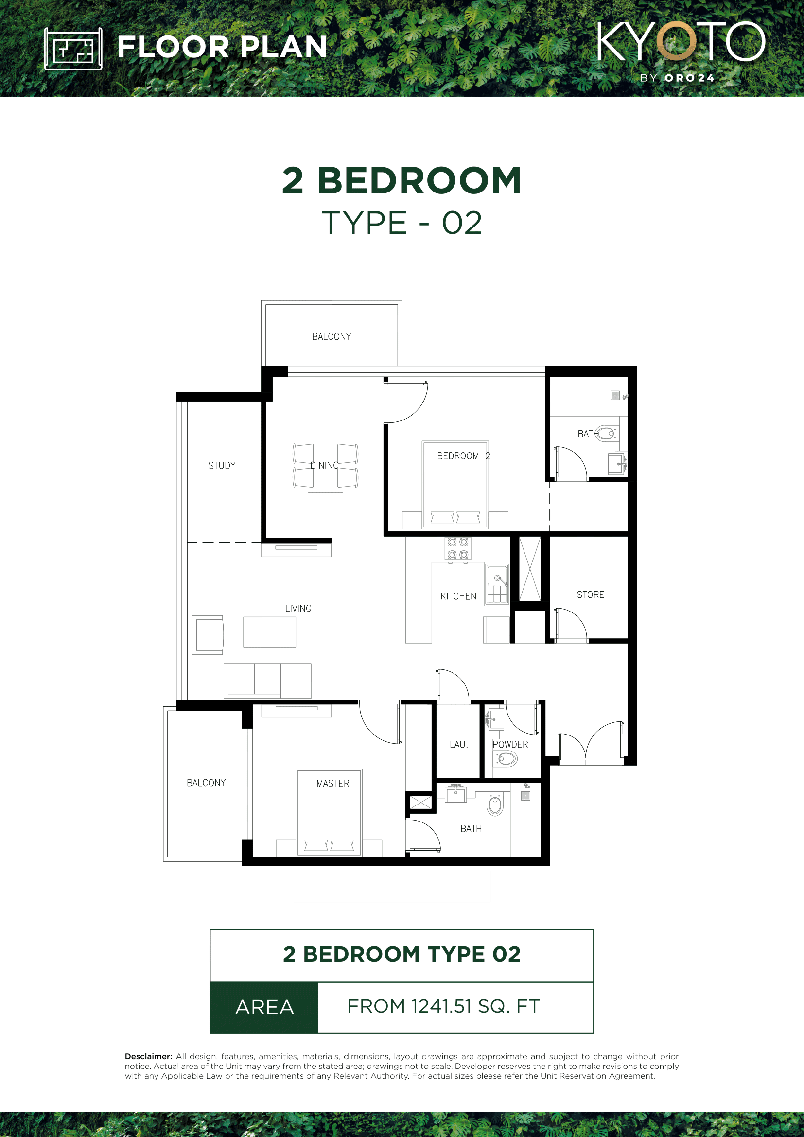 Kyoto by Oro24, 2-Bed Floor Plan, type: