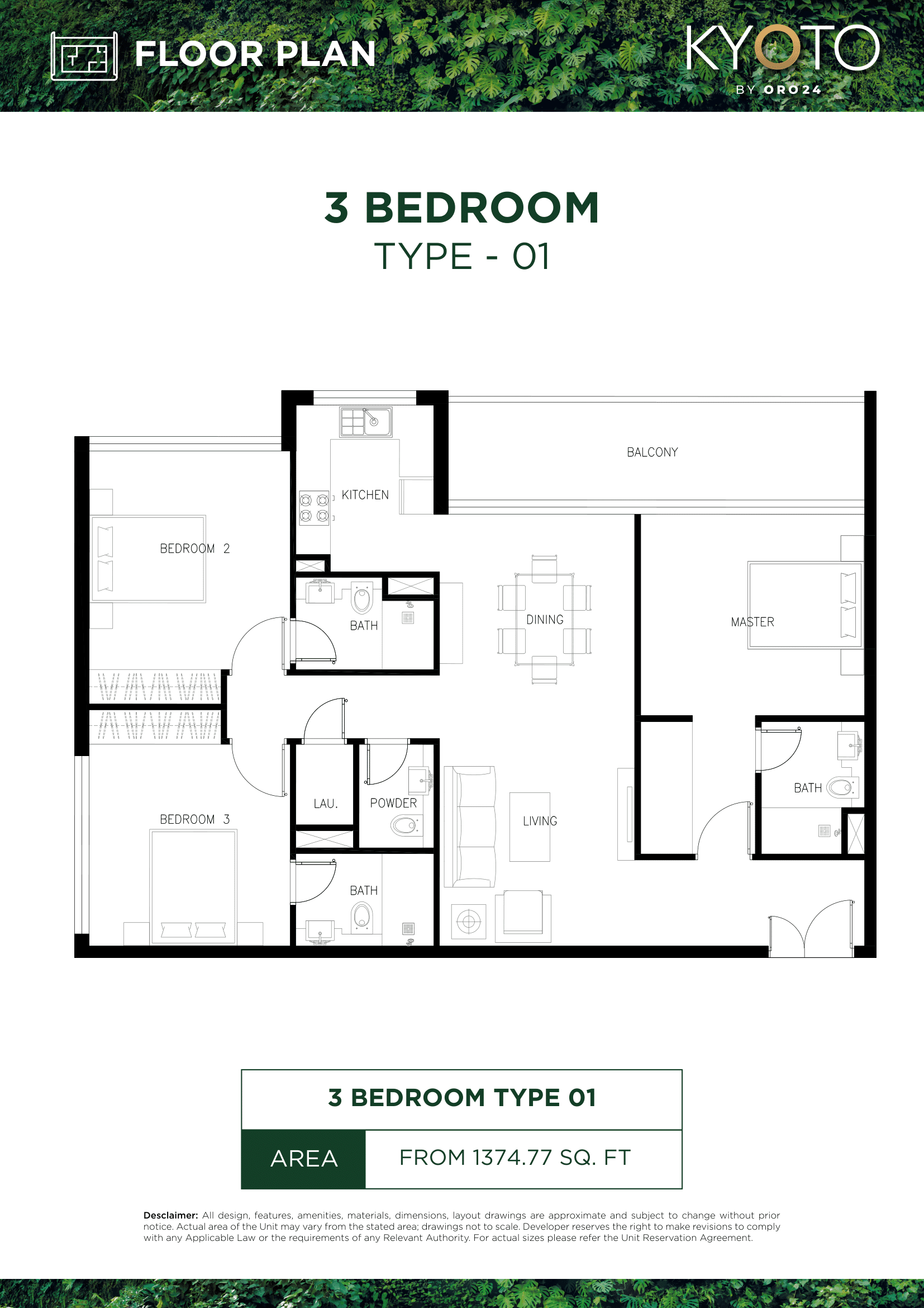 Kyoto by Oro24, 4-Bed Floor Plan, type: