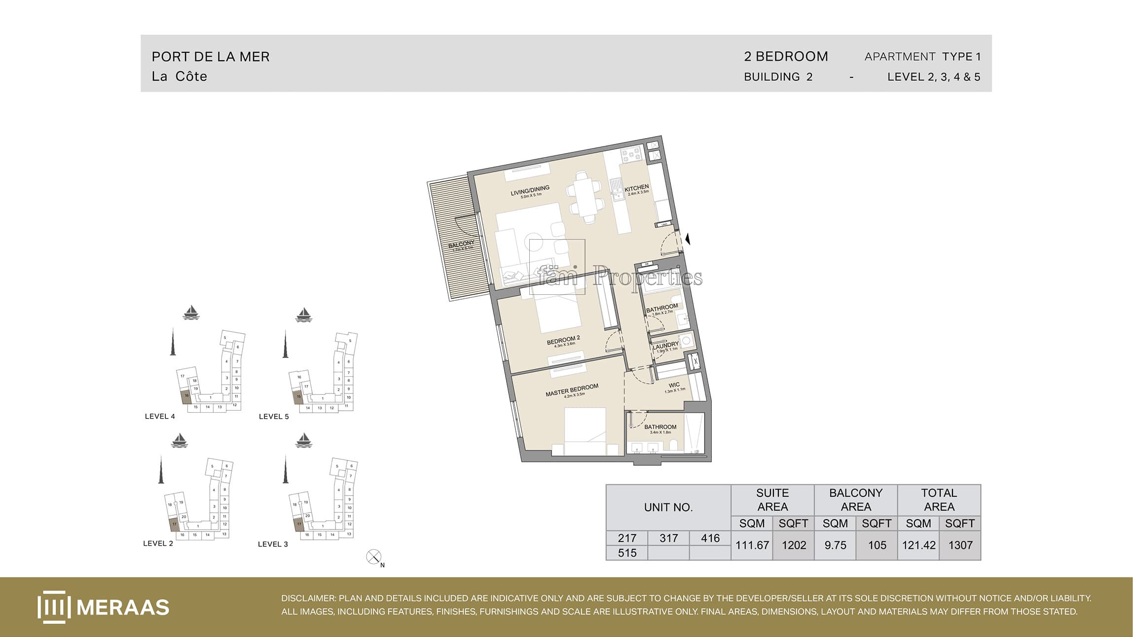 La Cote Building 1, 2-Bed Floor Plan, type: Type 1