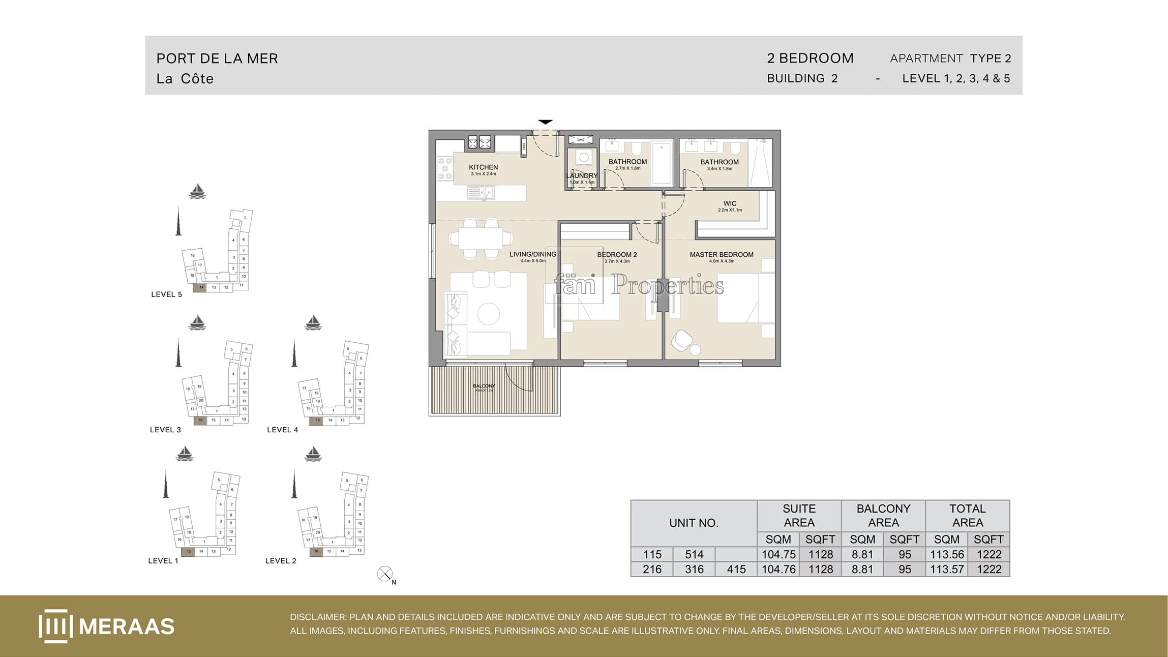 La Cote Building 1, 2-Bed Floor Plan, type: Type 2
