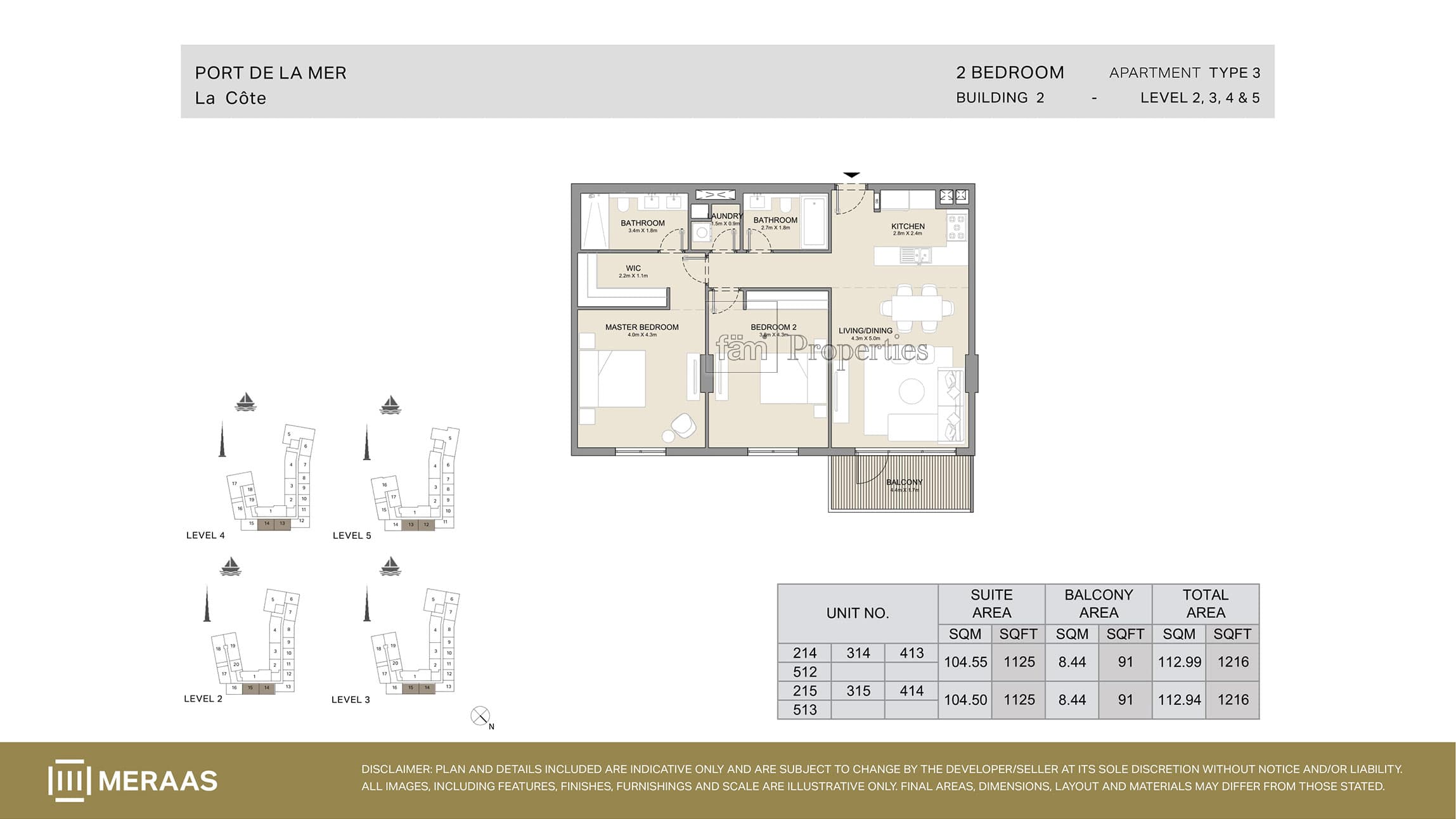 La Cote Building 1, 2-Bed Floor Plan, type: Type 3