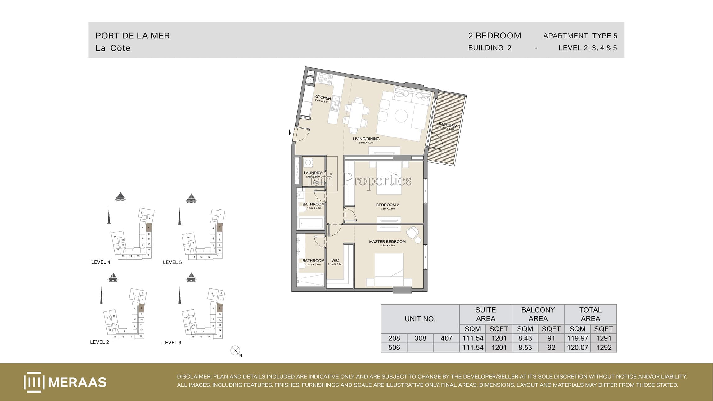 La Cote Building 1, 2-Bed Floor Plan, type: Type 5