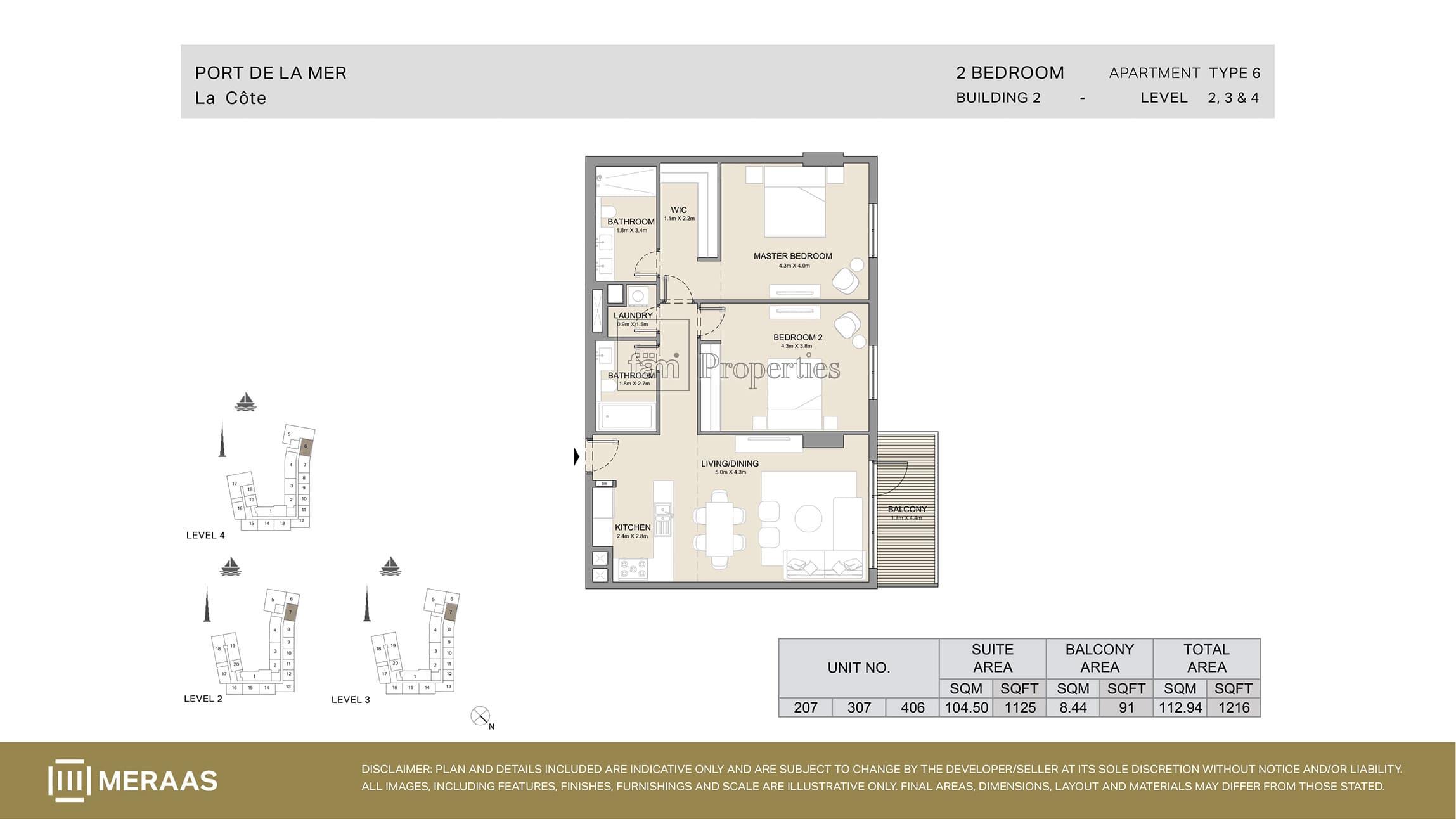 La Cote Building 1, 2-Bed Floor Plan, type: Type 6