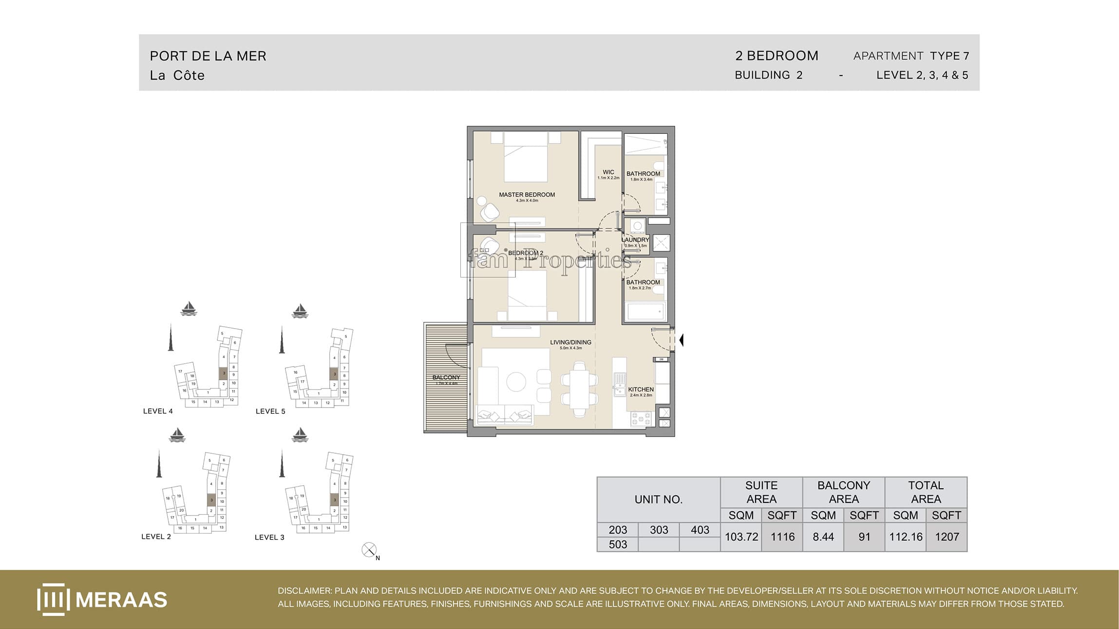 La Cote Building 1, 2-Bed Floor Plan, type: Type 7